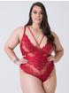 Lovehoney Plus Size Tiger Lily Red Floral Lace Teddy, Red, hi-res
