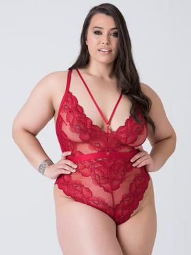 Body dentelle florale grande taille Tiger Lily rouge, Lovehoney