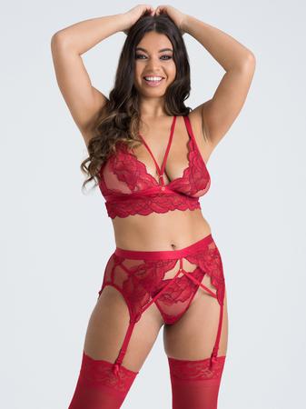 Lovehoney Tiger Lily Red Floral Lace Bra Set