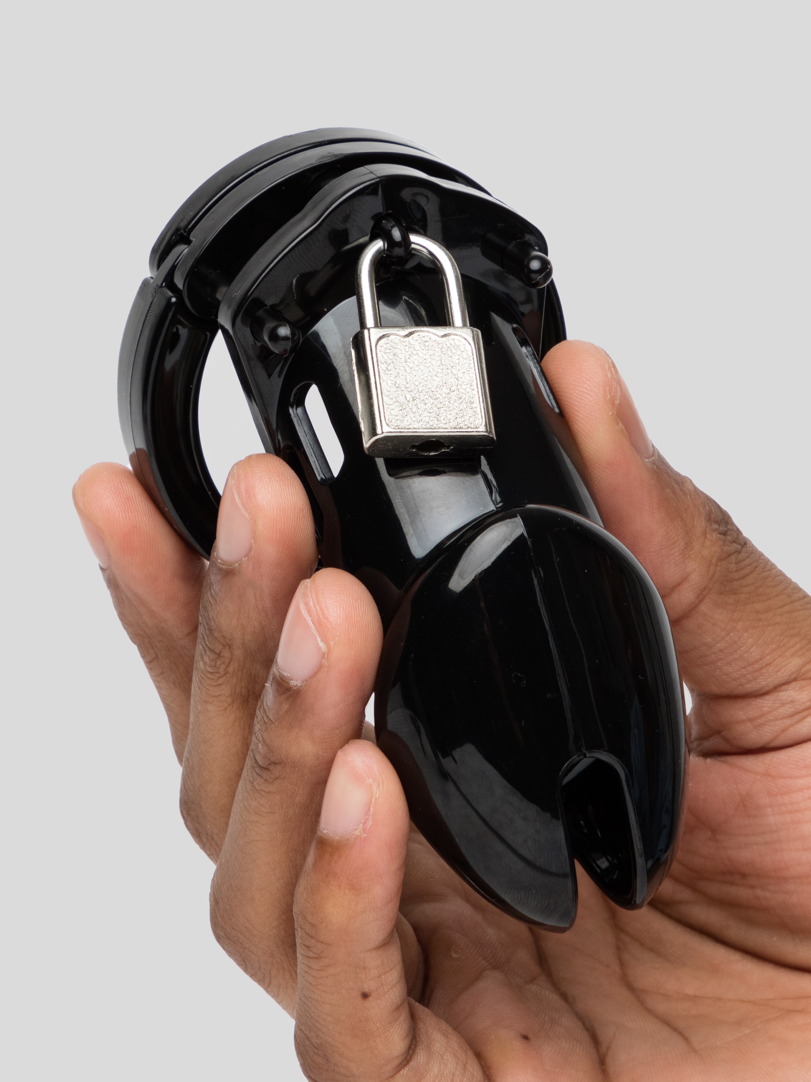 DOMINIX Deluxe Rigid Plastic Chastity Device 3 Inch , Black, hi-res