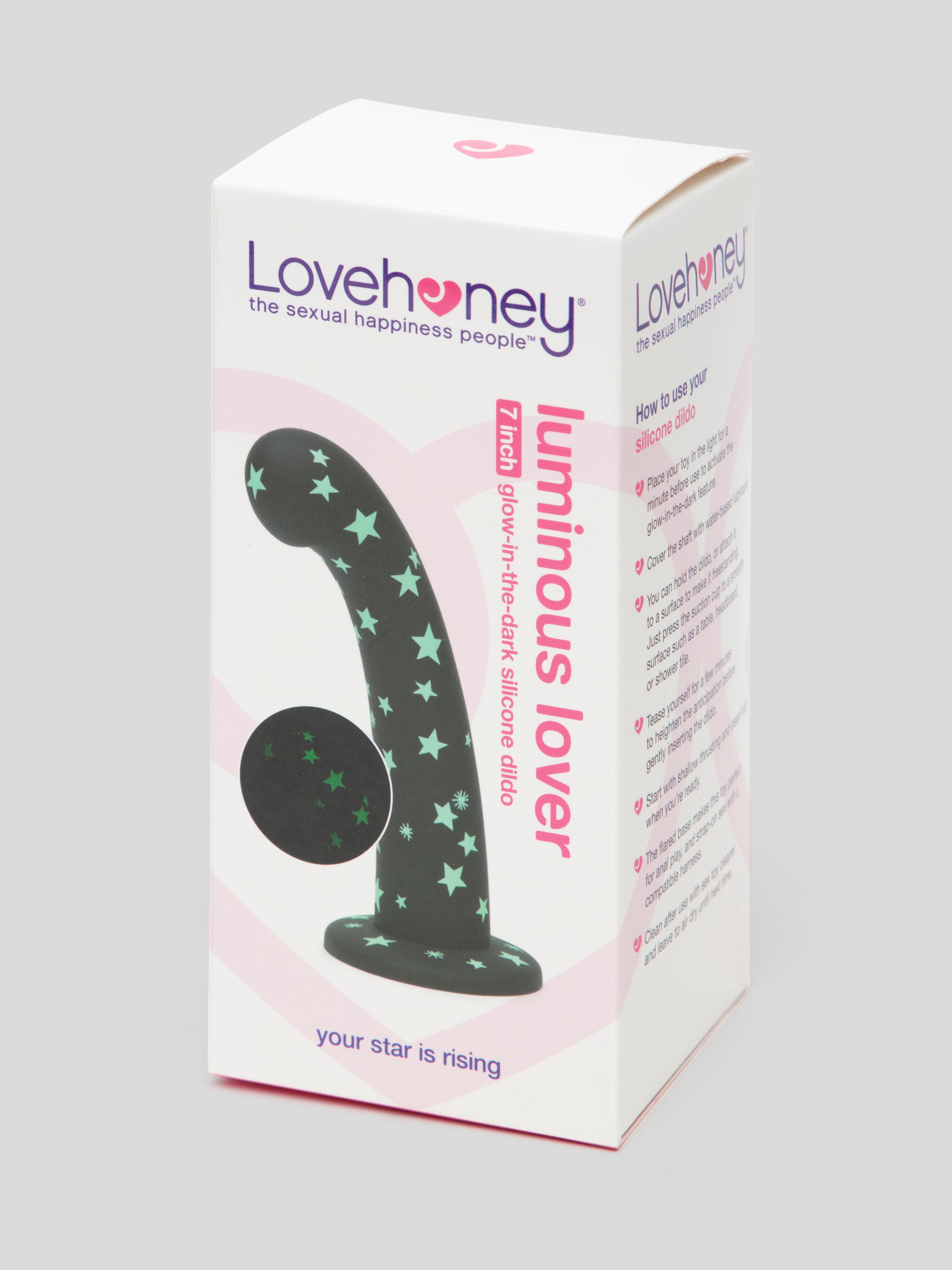 Lovehoney Luminous Lover Glow-in-the-Dark Silicone Dildo 7 Inch, Glow, hi-res