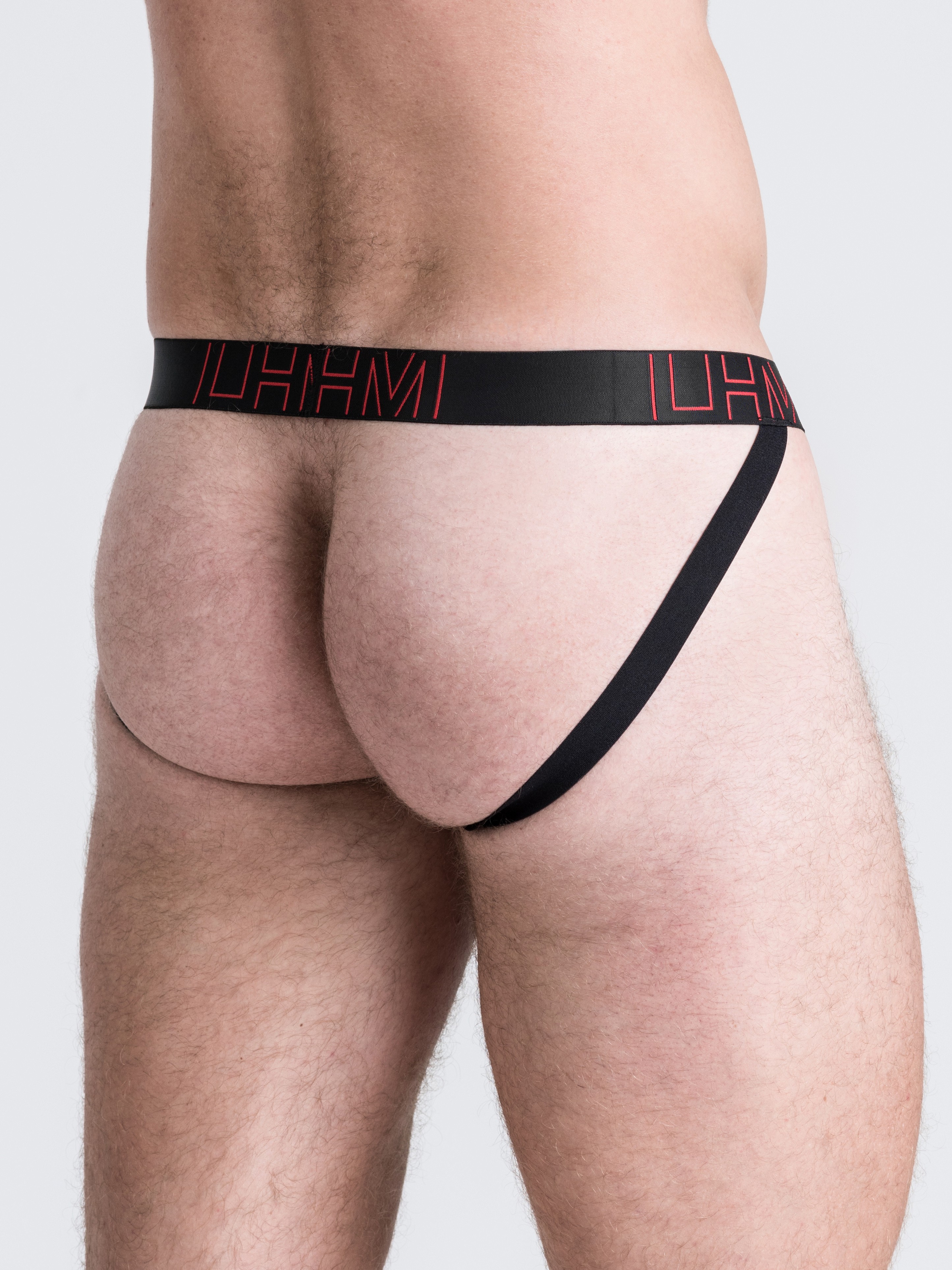 LHM Red Shiny Microfibre Jockstrap, Black, vanilla
