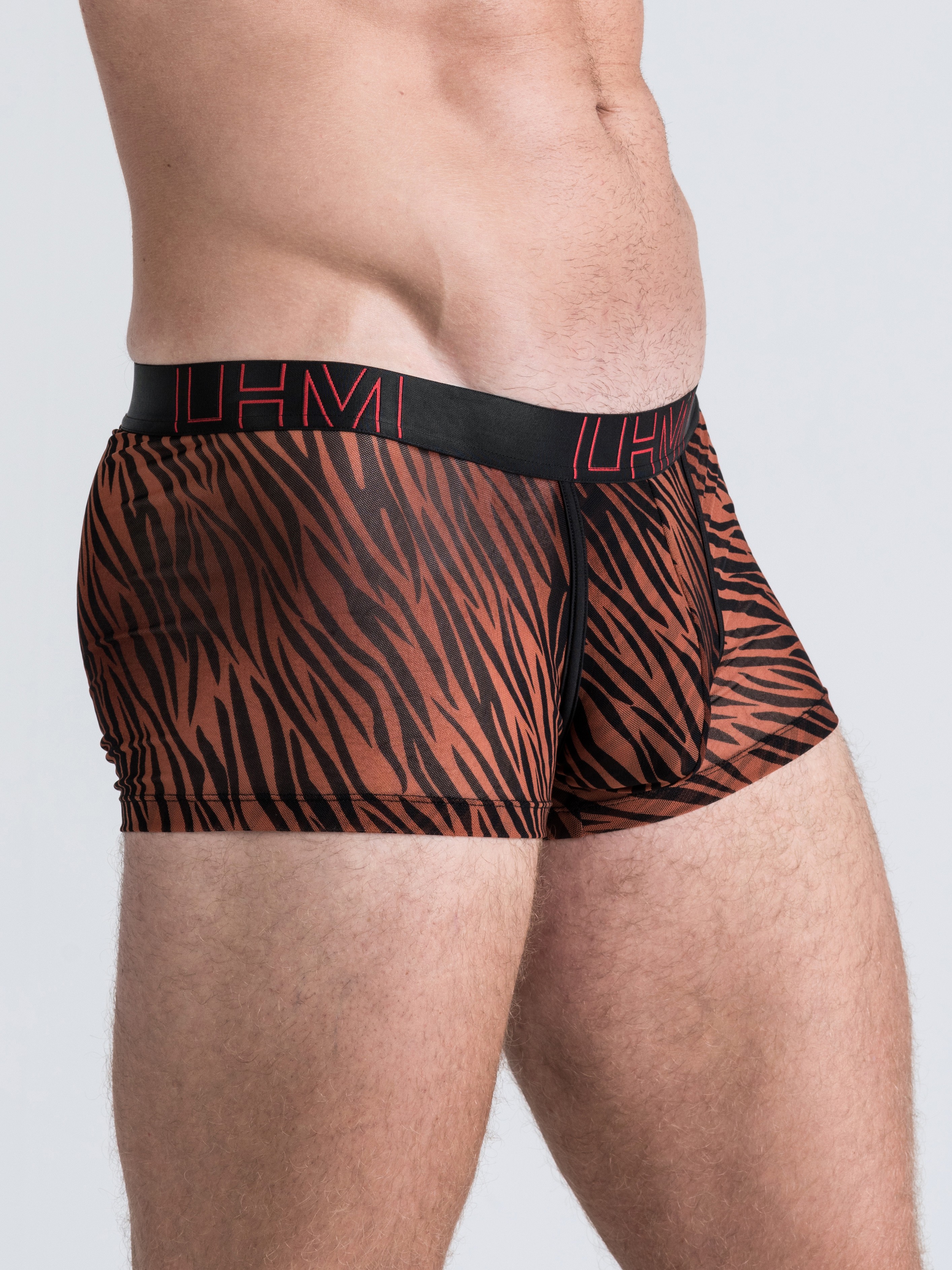 LHM Red Leopard Print Mesh Boxers, Orange, hi-res
