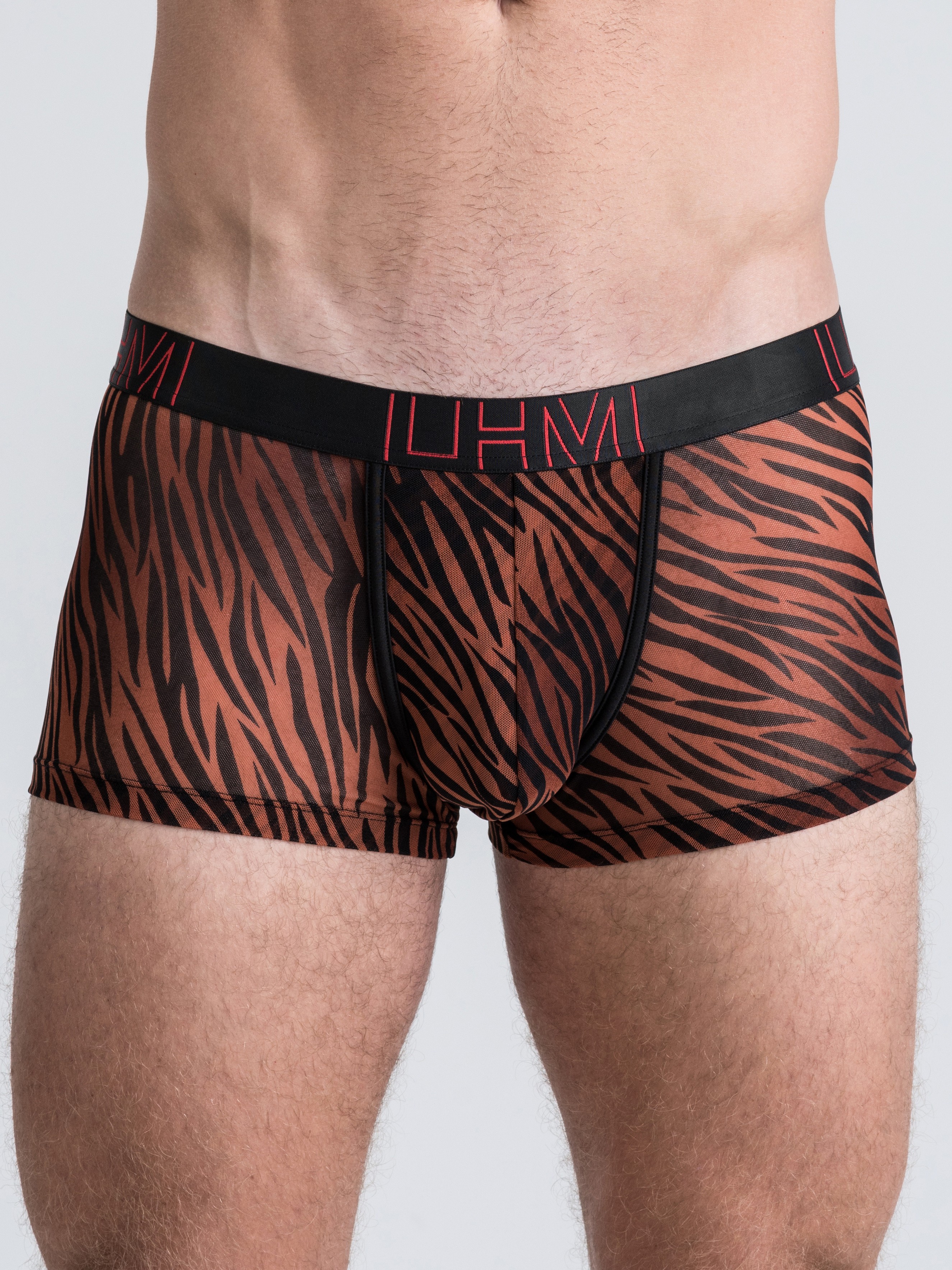LHM Red Leopard Print Mesh Boxers, Orange, hi-res