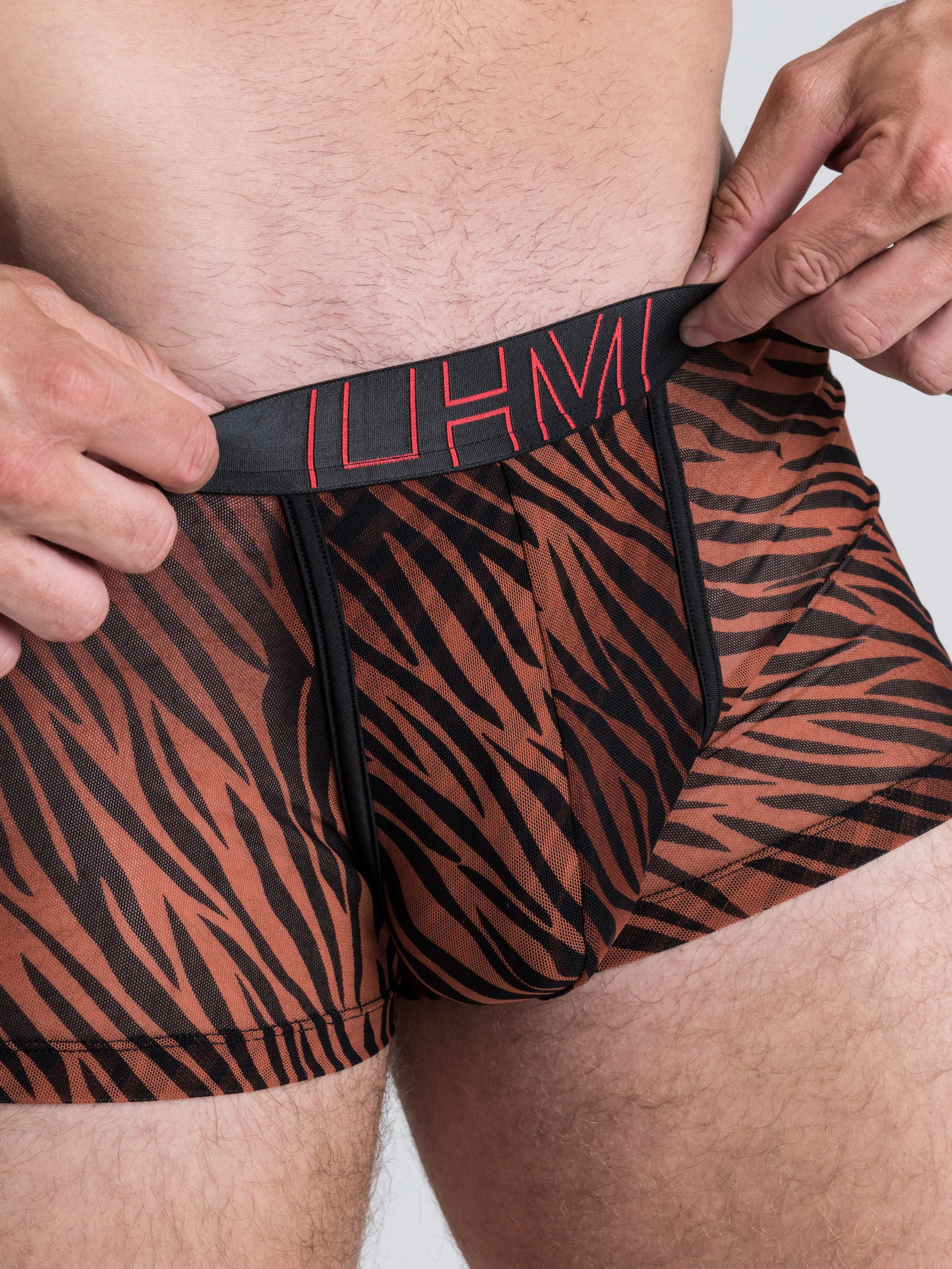 LHM Red Leopard Print Mesh Boxers, Orange, hi-res