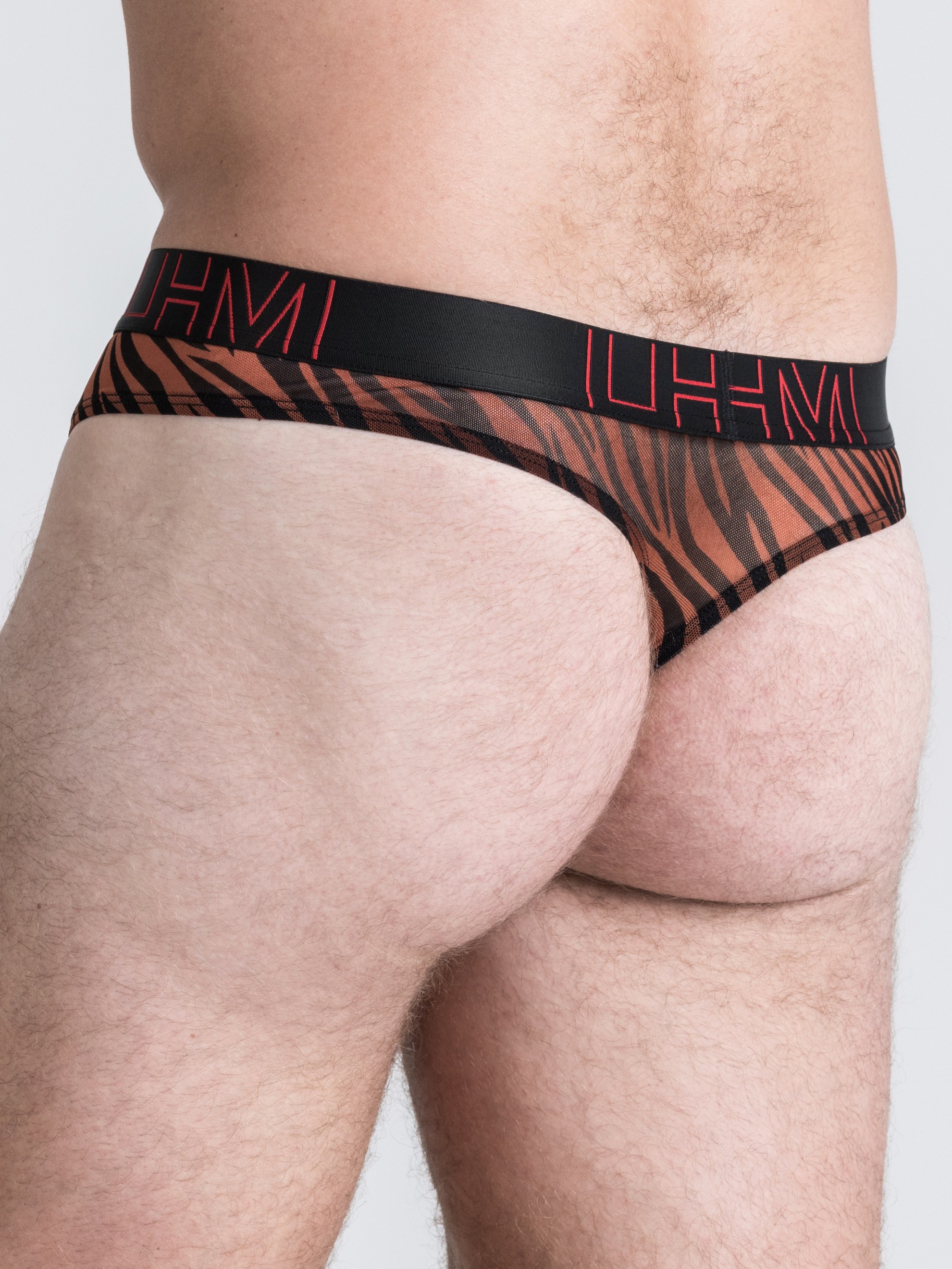 LHM Red Leopard Print Mesh Thong, Orange, hi-res
