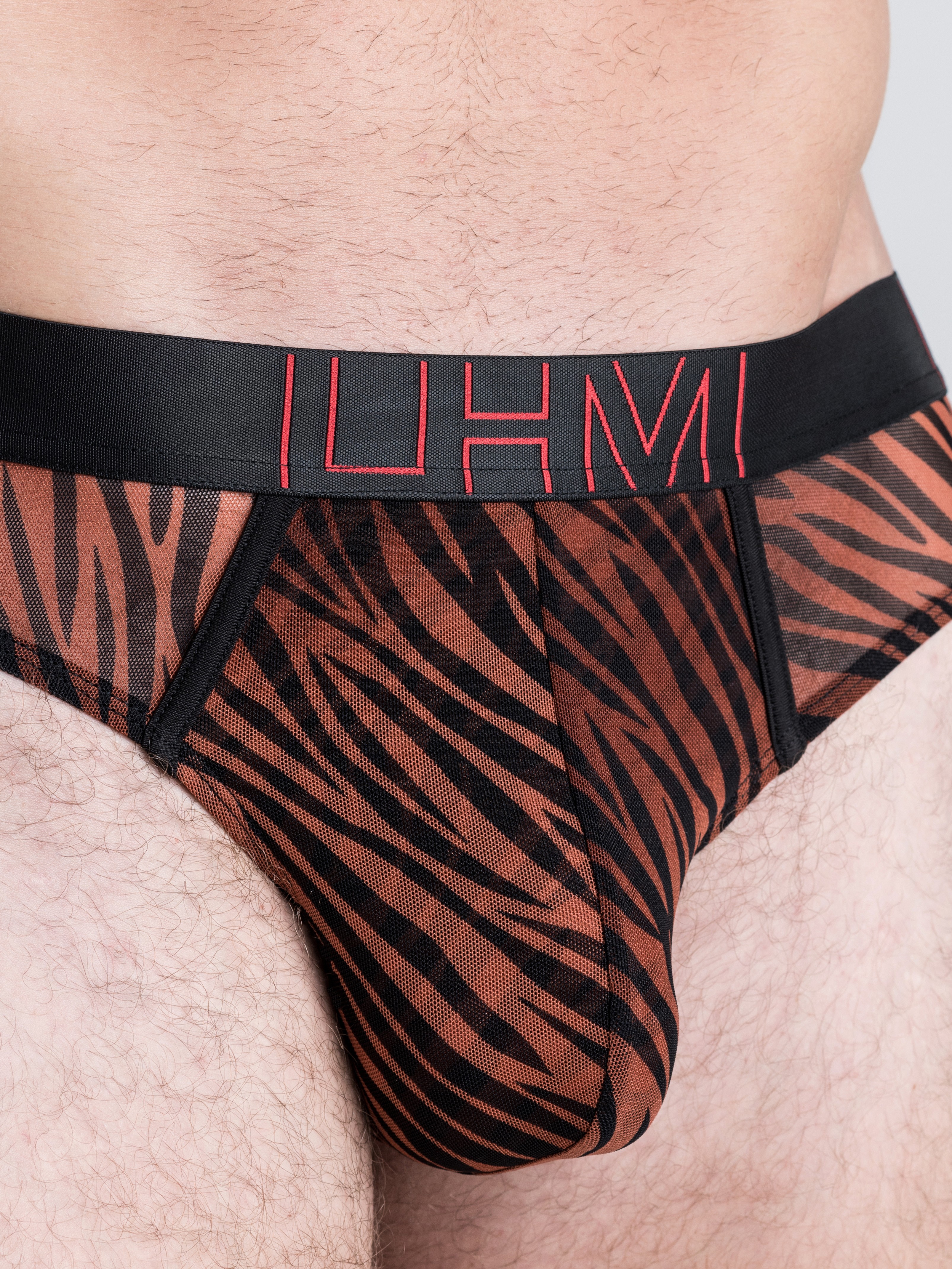 LHM Red Leopard Print Mesh Thong, Orange, hi-res