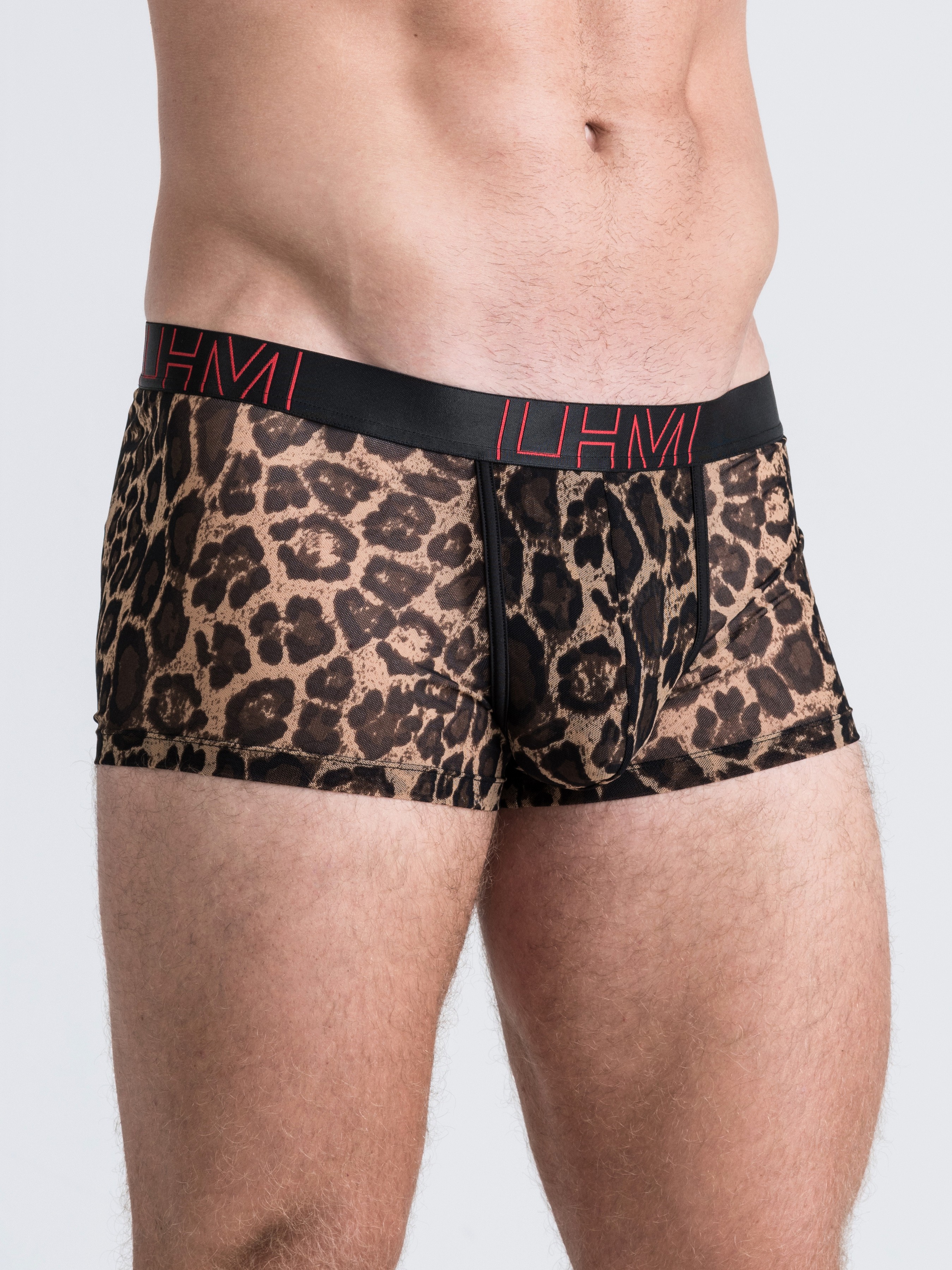 LHM Red Leopard Print Mesh Boxers, Brown, hi-res