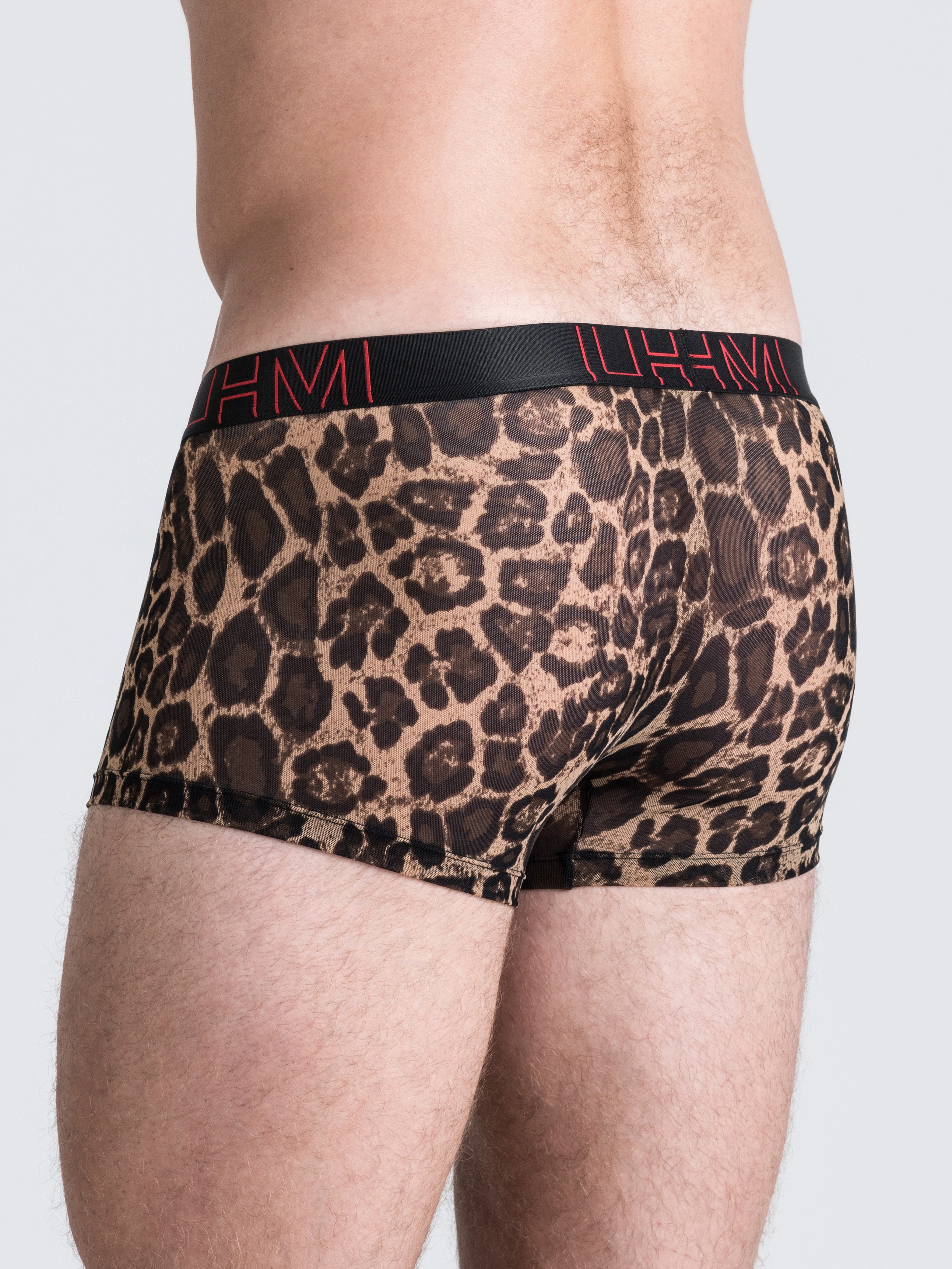 LHM Red Leopard Print Mesh Boxers, Brown, hi-res