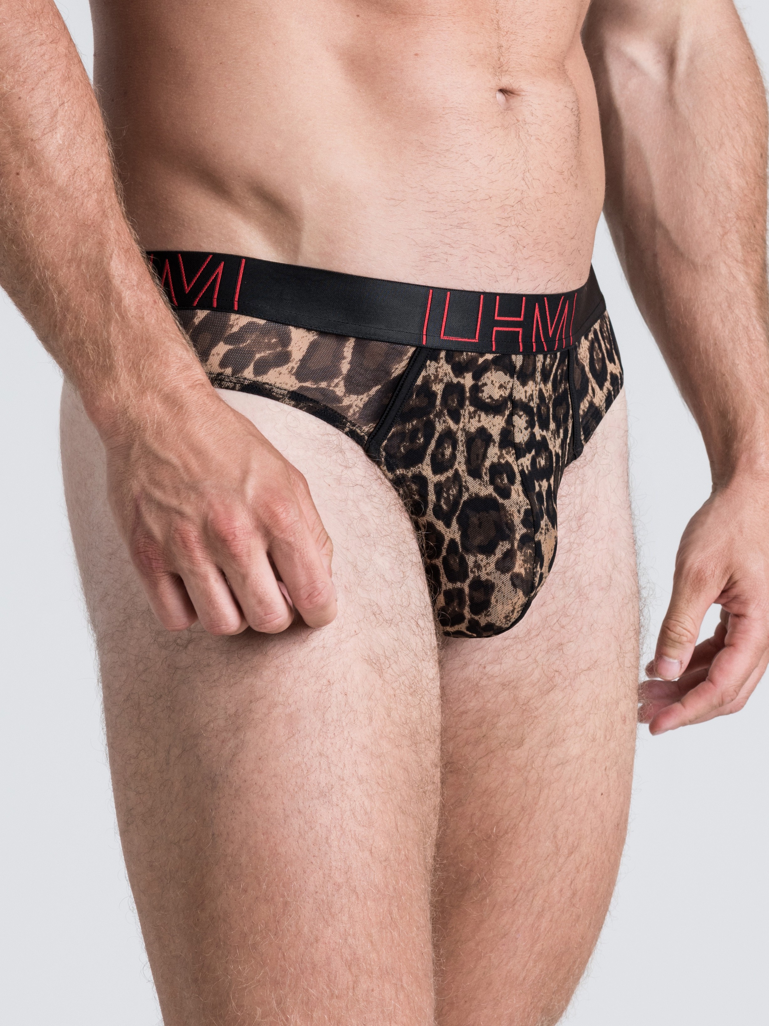 LHM Red Leopard Print Mesh Thong, Brown, hi-res