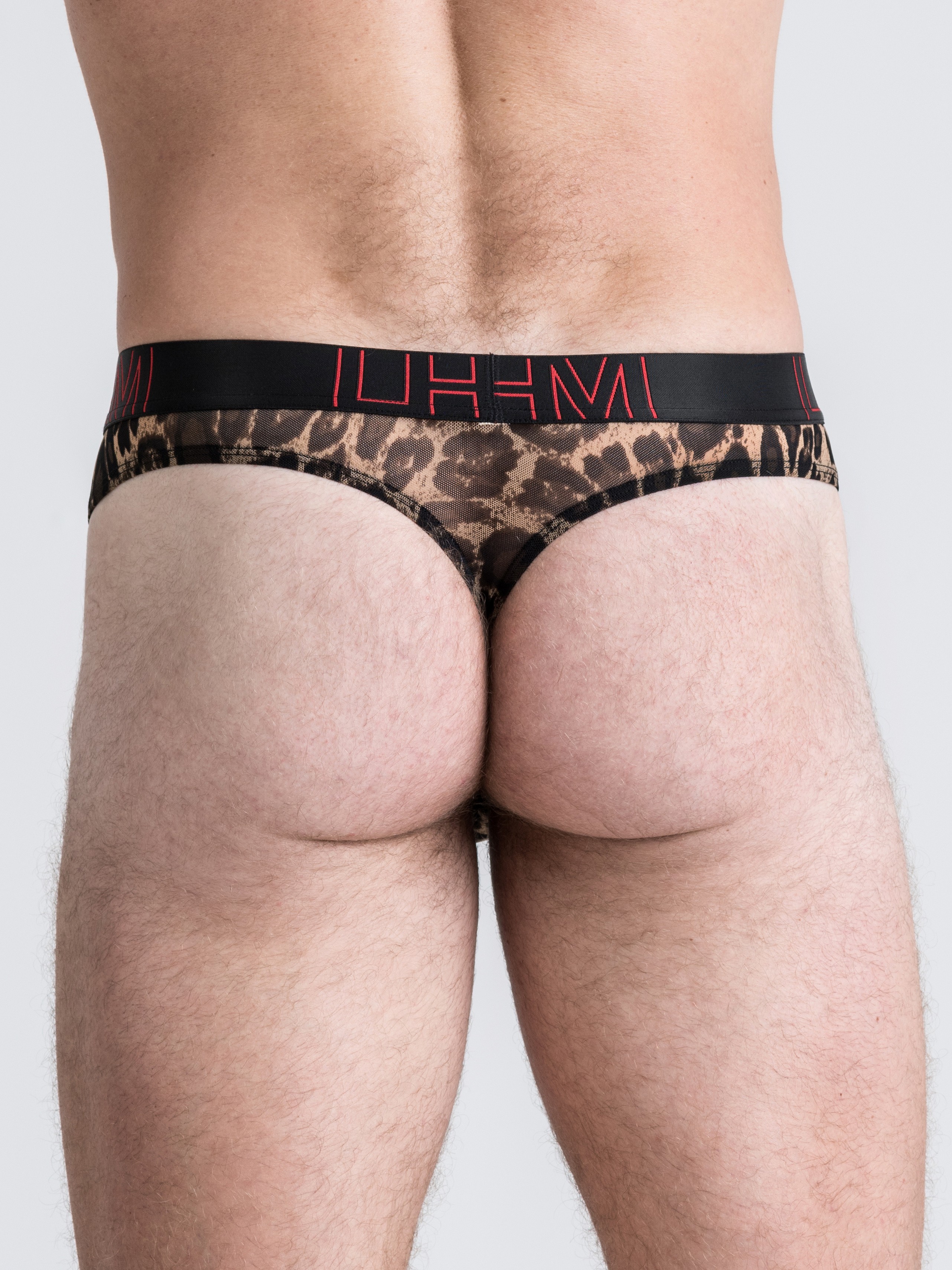 LHM Red Leopard Print Mesh Thong, Brown, hi-res