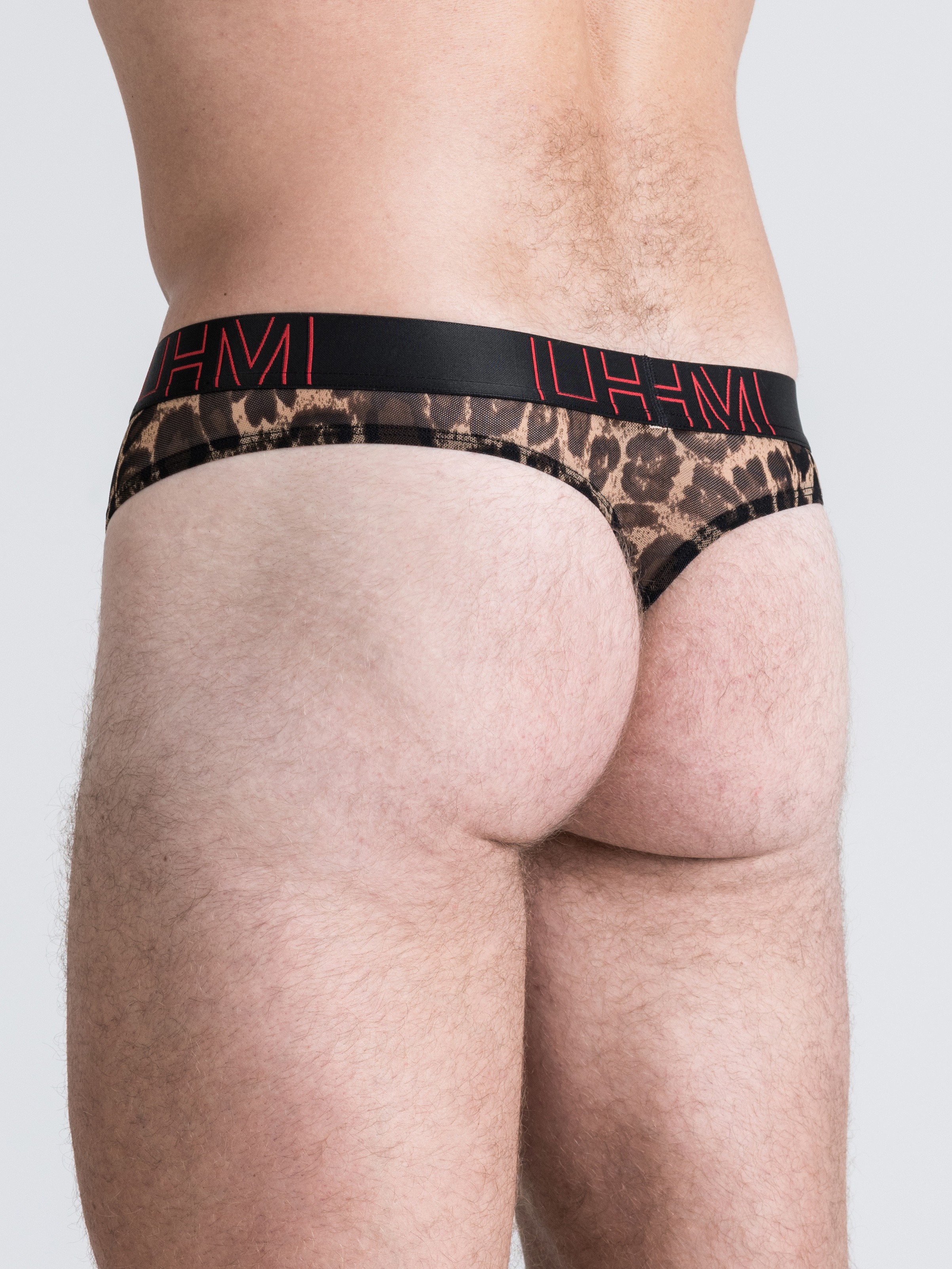 LHM Red Leopard Print Mesh Thong, Brown, hi-res