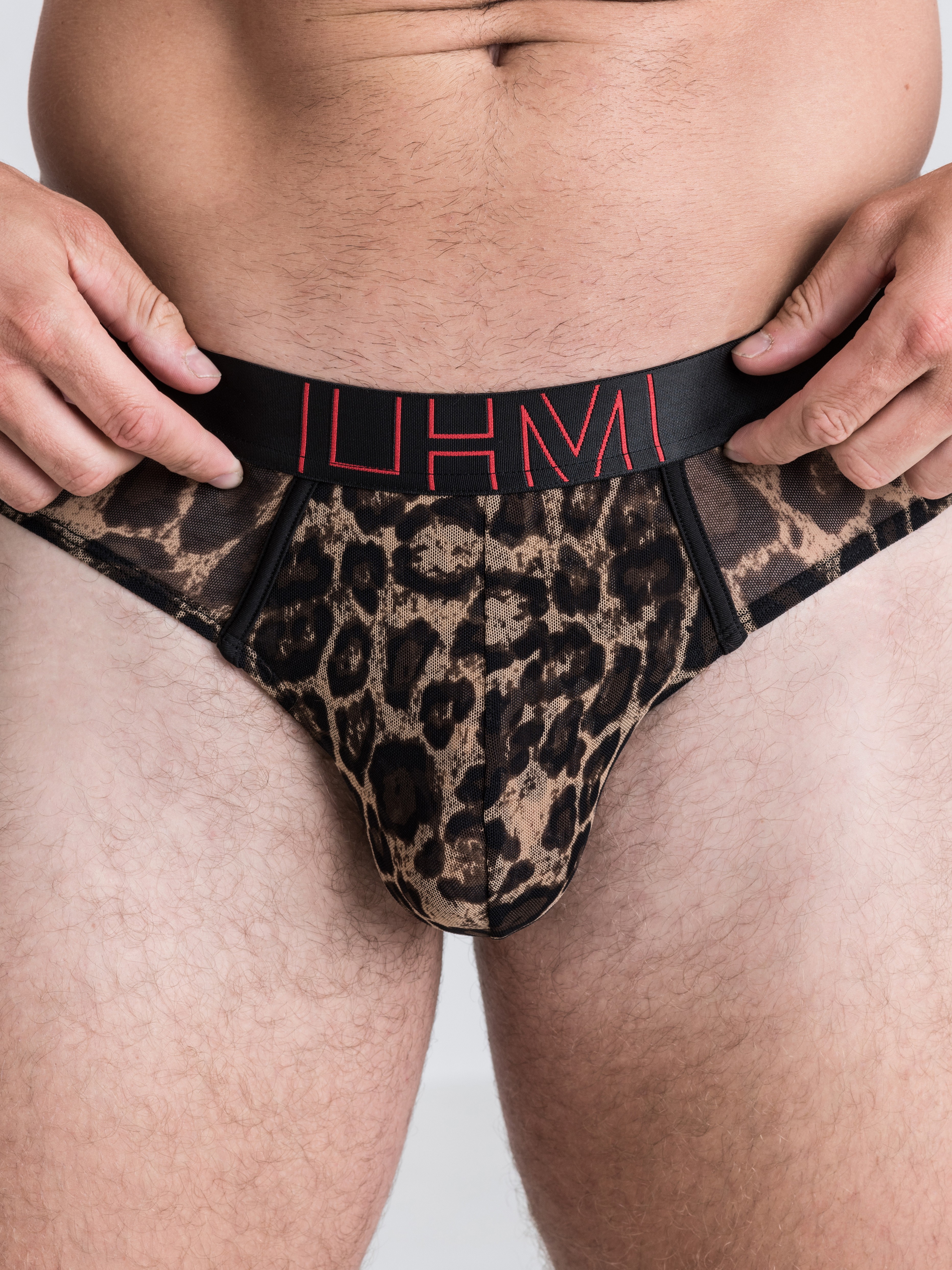 LHM Red Leopard Print Mesh Thong, Brown, hi-res