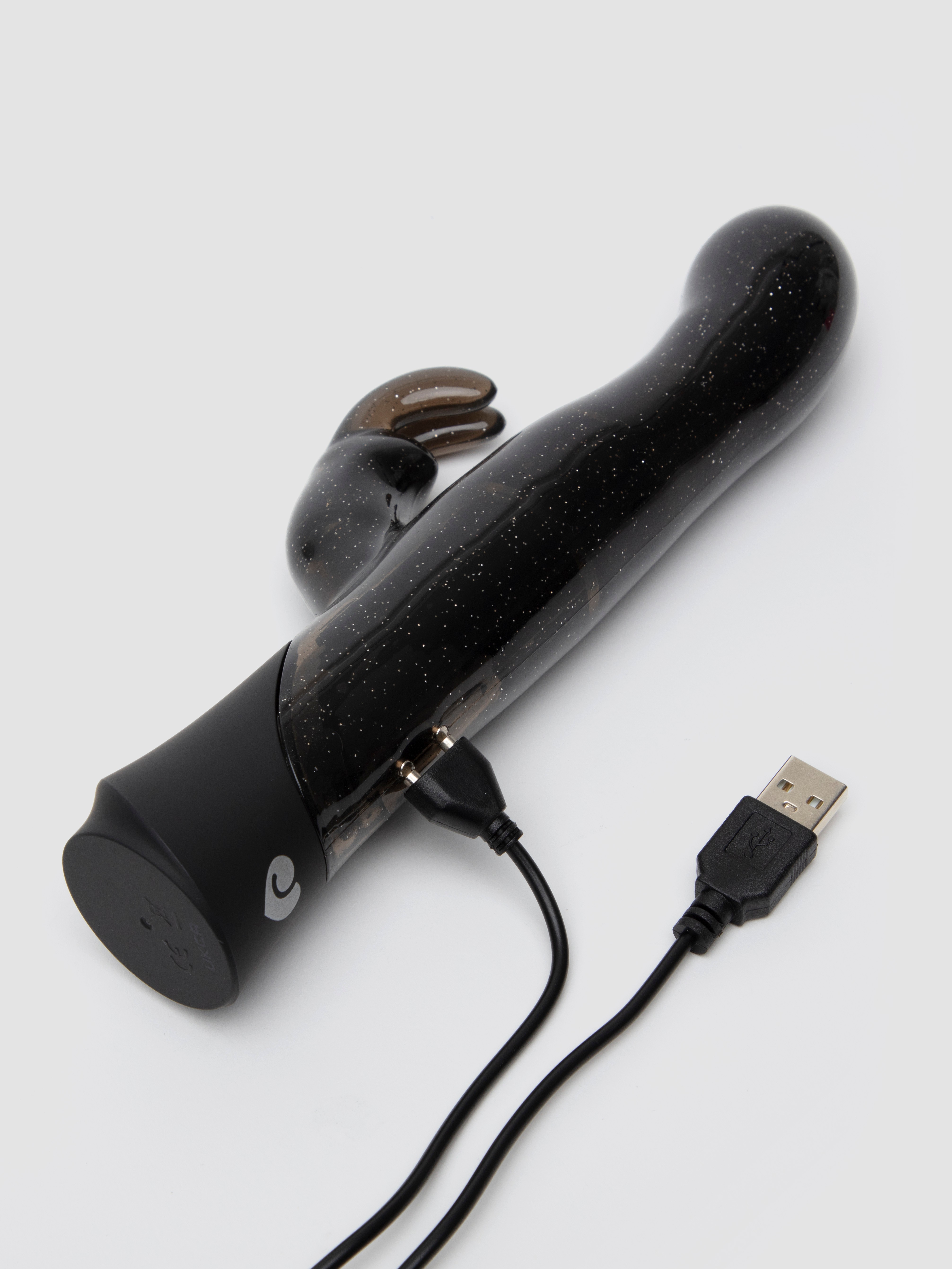 Lovehoney Glitterati Rechargeable Rabbit Vibrator, Black, hi-res