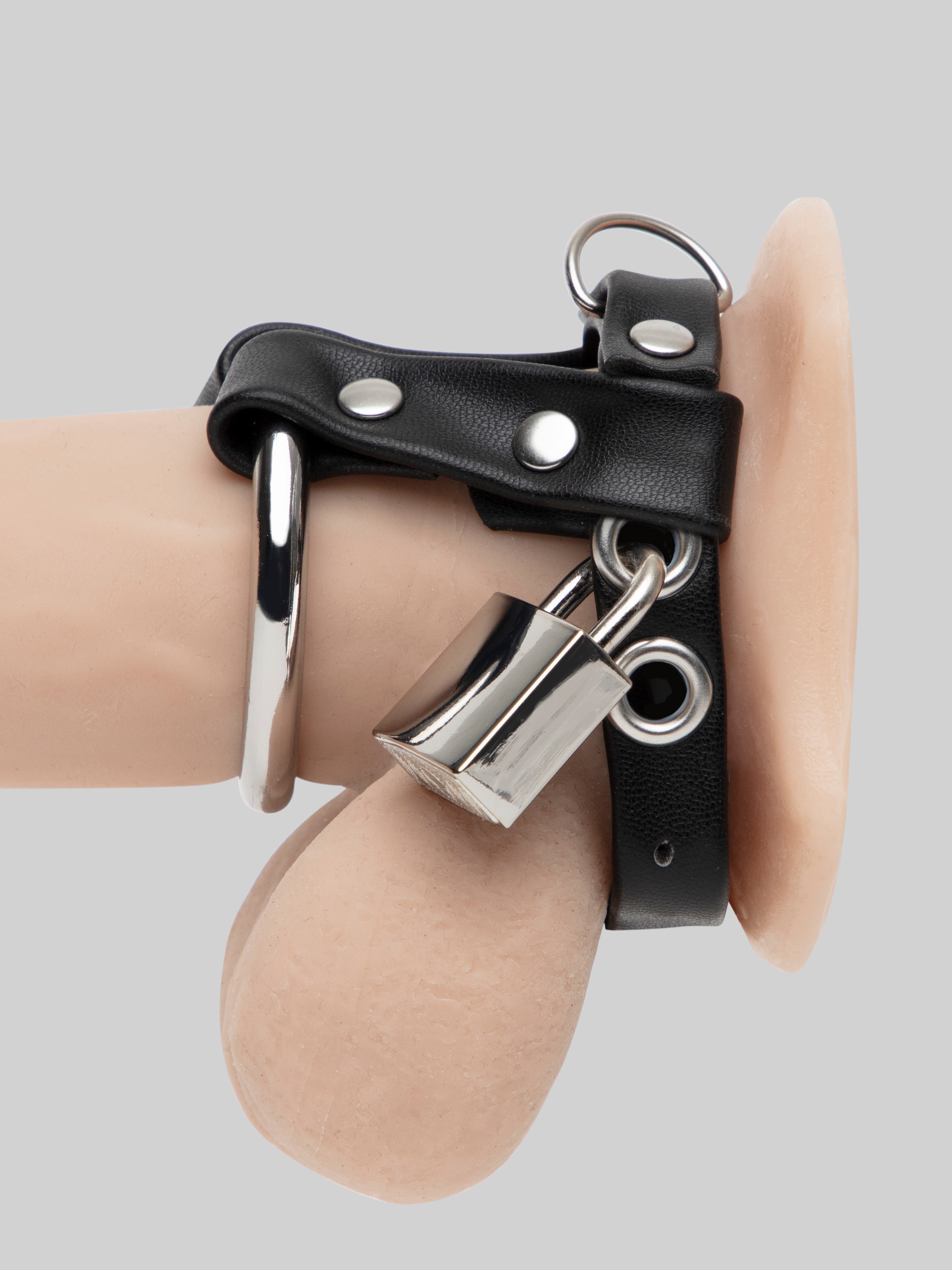 DOMINIX Deluxe 2 Inch Metal Cock Ring With Locking Ball Strap, Black, hi-res