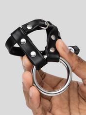 DOMINIX Deluxe 2 Inch Metal Cock Ring With Locking Ball Strap, Black, hi-res