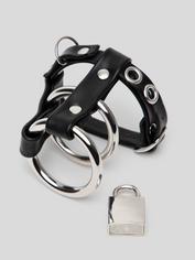 DOMINIX Deluxe 2 Inch Double Metal Cock Ring With Locking Ball Strap, Black, hi-res