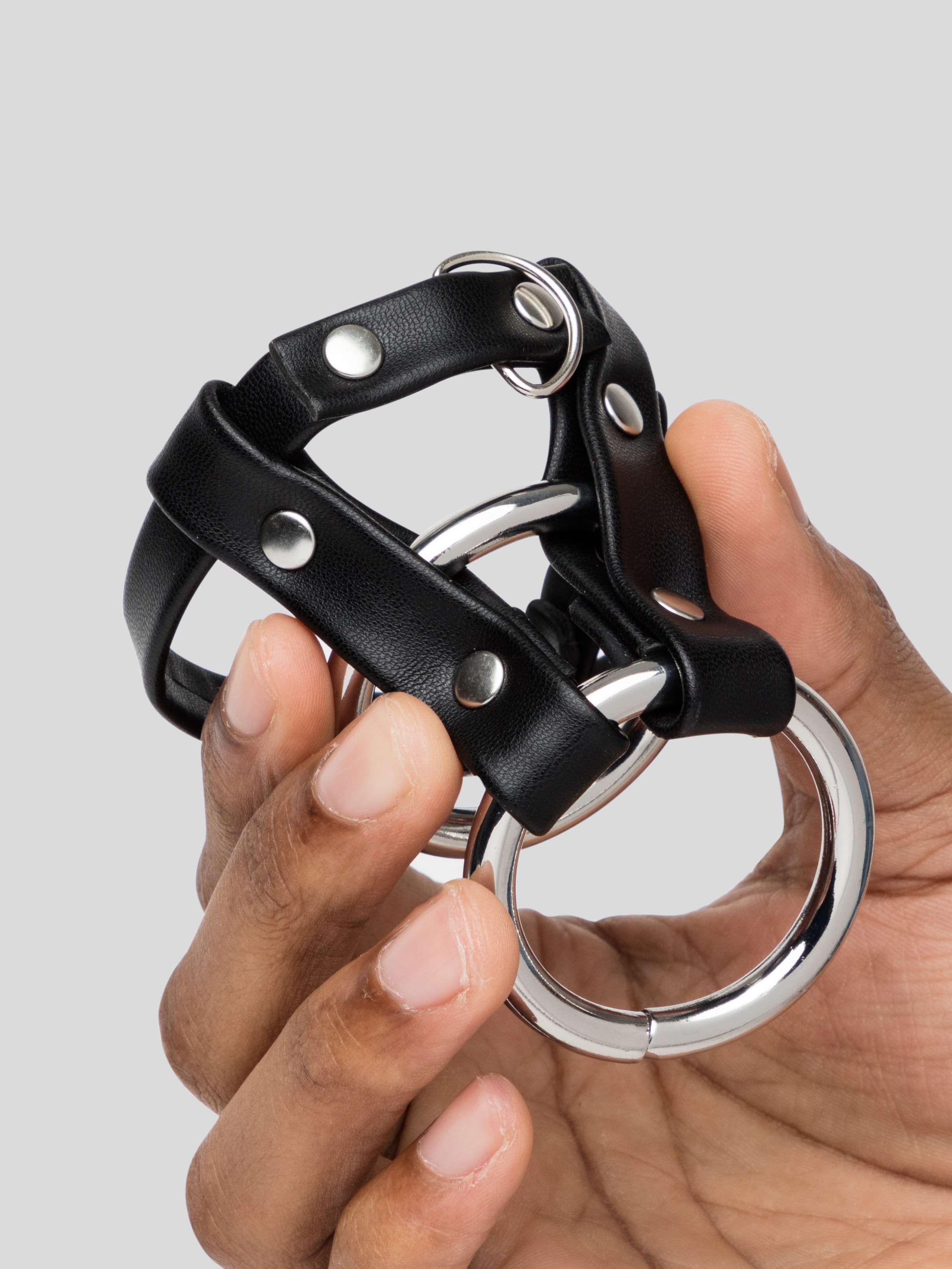 DOMINIX Deluxe 2 Inch Double Metal Cock Ring With Locking Ball Strap, Black, hi-res