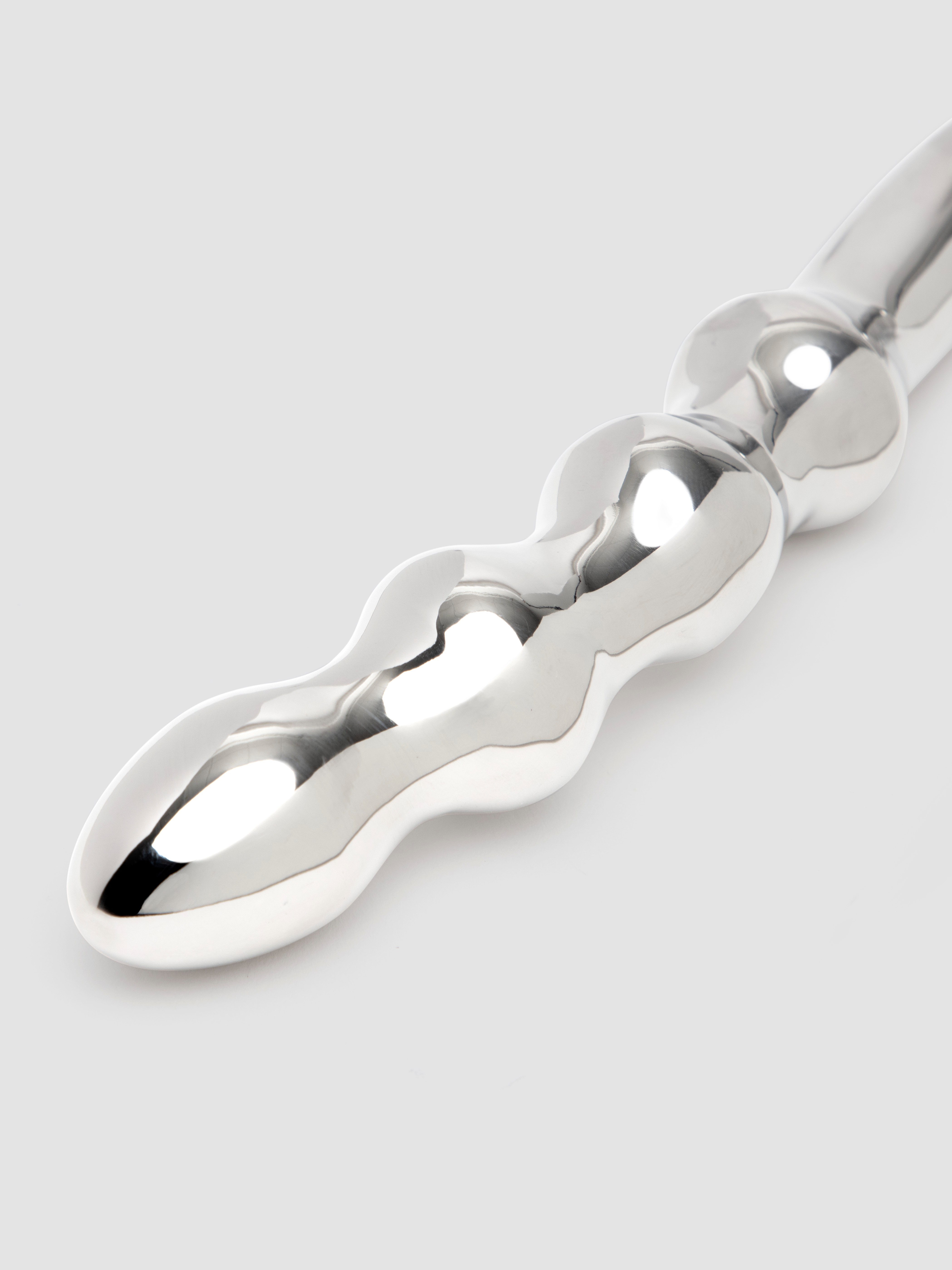 Lovehoney Firm Friend Stainless Steel Beaded Dildo 6.5 Inch, Silver, hi-res