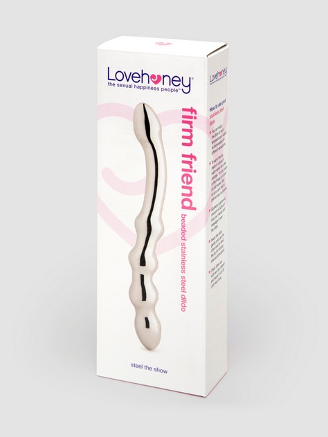 Lovehoney Firm Friend Stainless Steel Beaded Dildo 6.5 Inch, Silver, hi-res