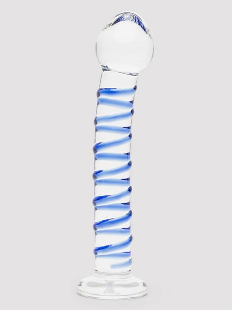 Lovehoney Spiral G-Spot Sensual Glass Dildo, Blue, hi-res