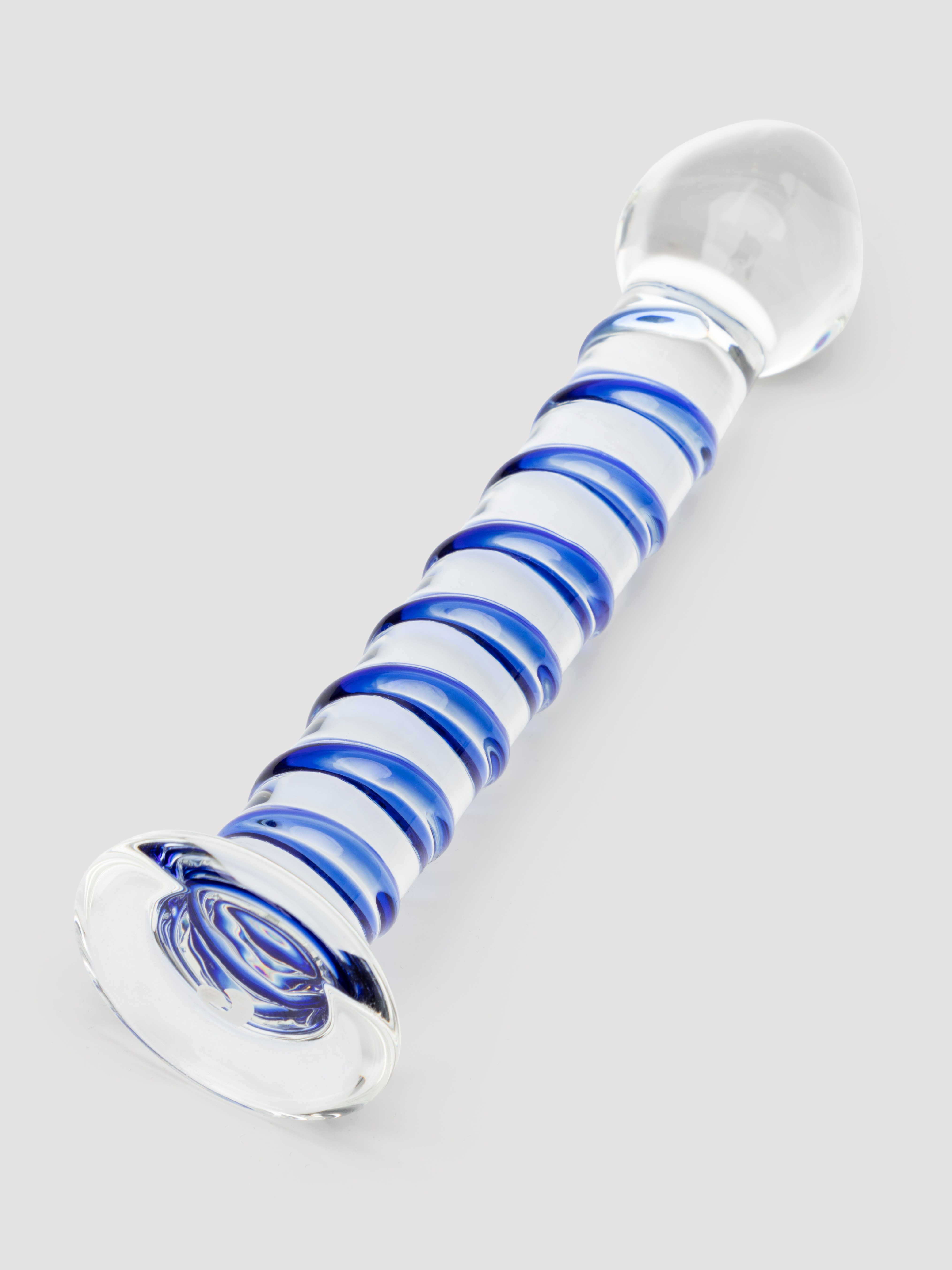 Lovehoney Spiral G-Spot Sensual Glass Dildo, Blue, hi-res