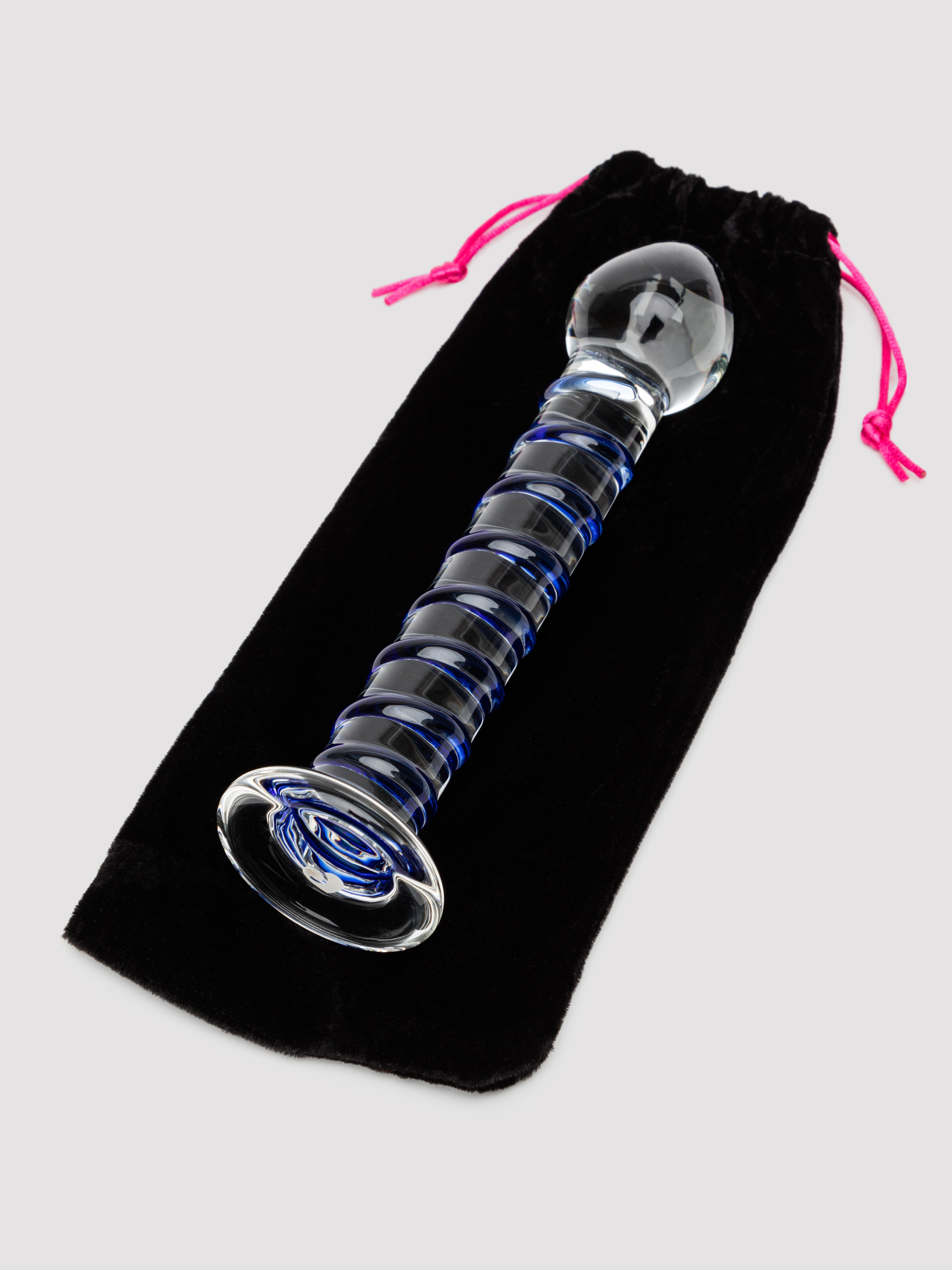 Lovehoney Spiral G-Spot Sensual Glass Dildo, Blue, hi-res