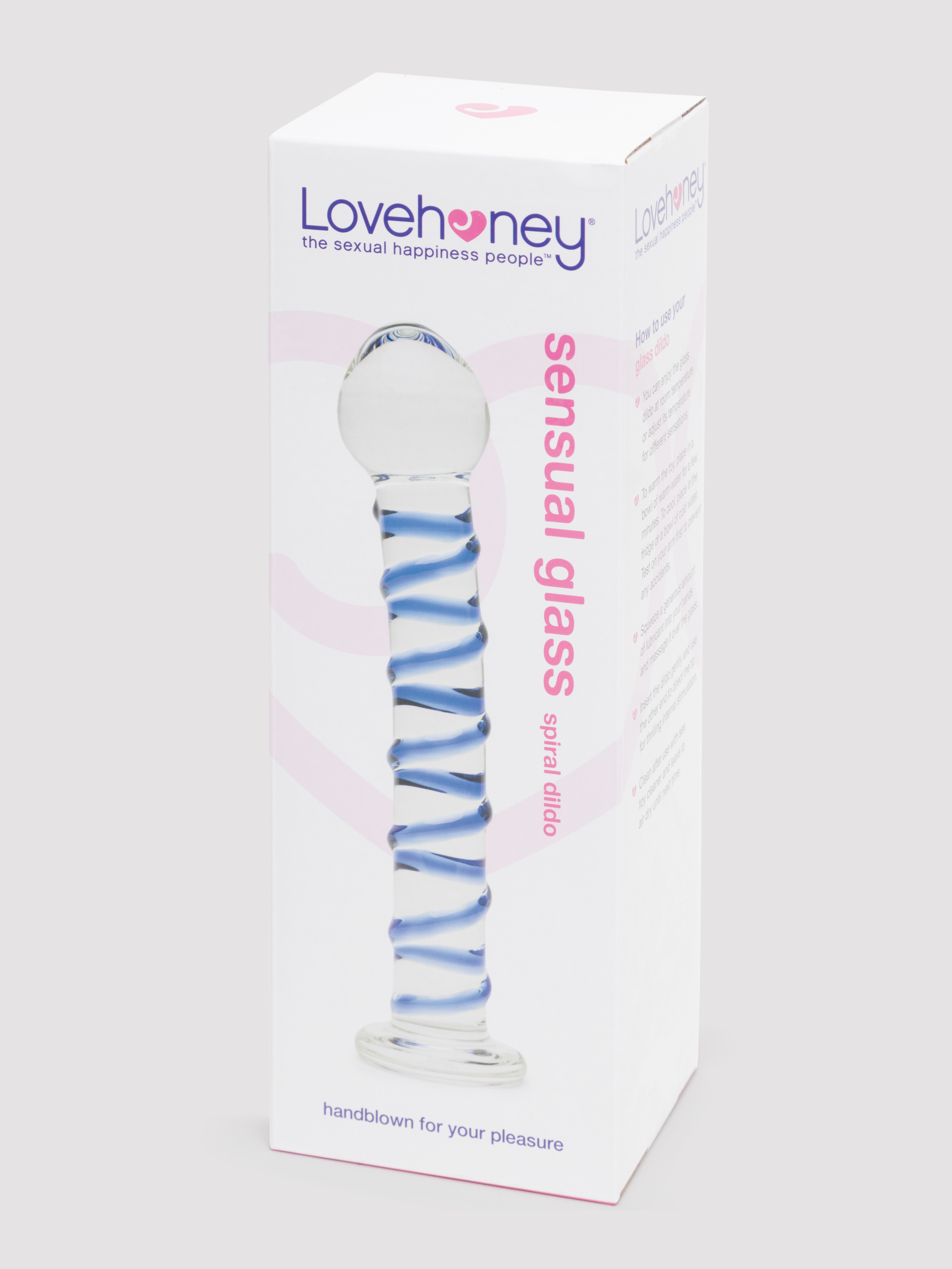 Lovehoney Spiral G-Spot Sensual Glass Dildo, Blue, hi-res