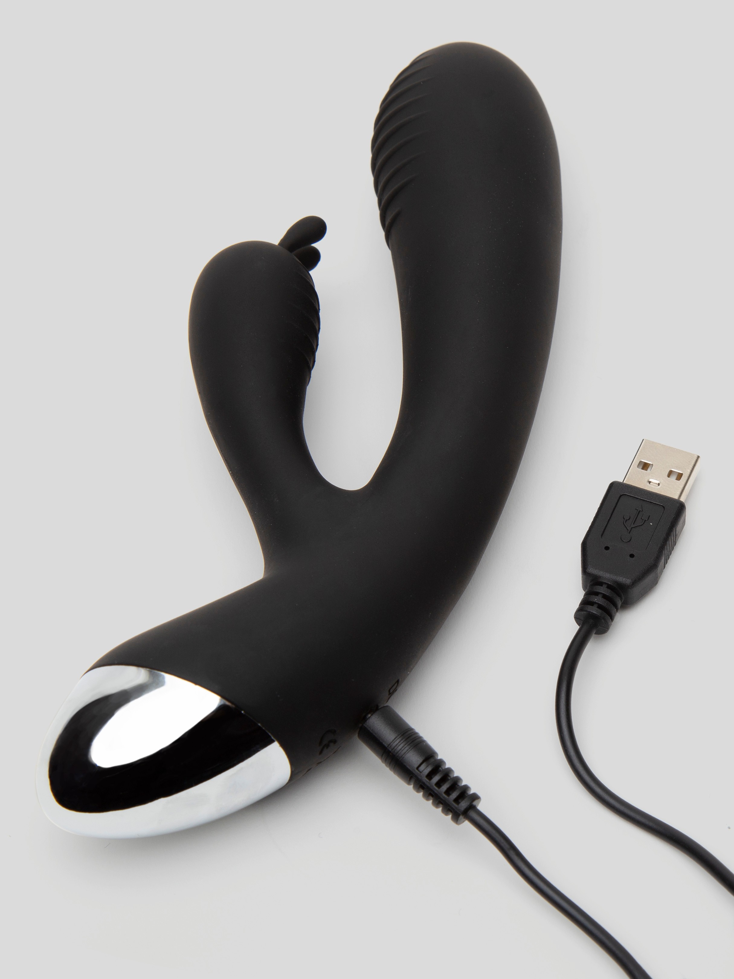 ElectroShock Vibrating Electrostim Rabbit Vibrator, Black, hi-res