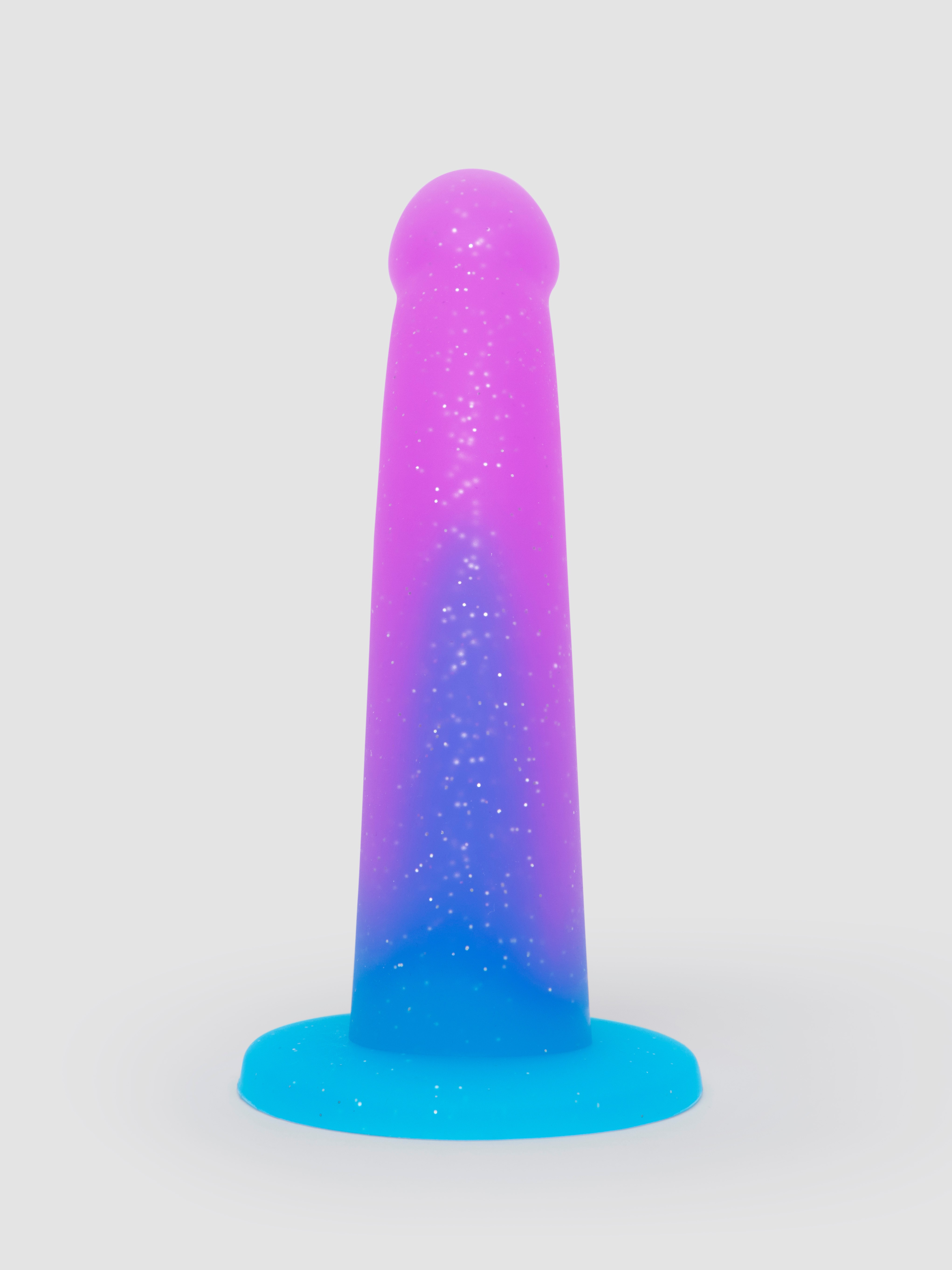 Lovehoney Glitter Silicone Dildo 6 Inch , Purple, hi-res