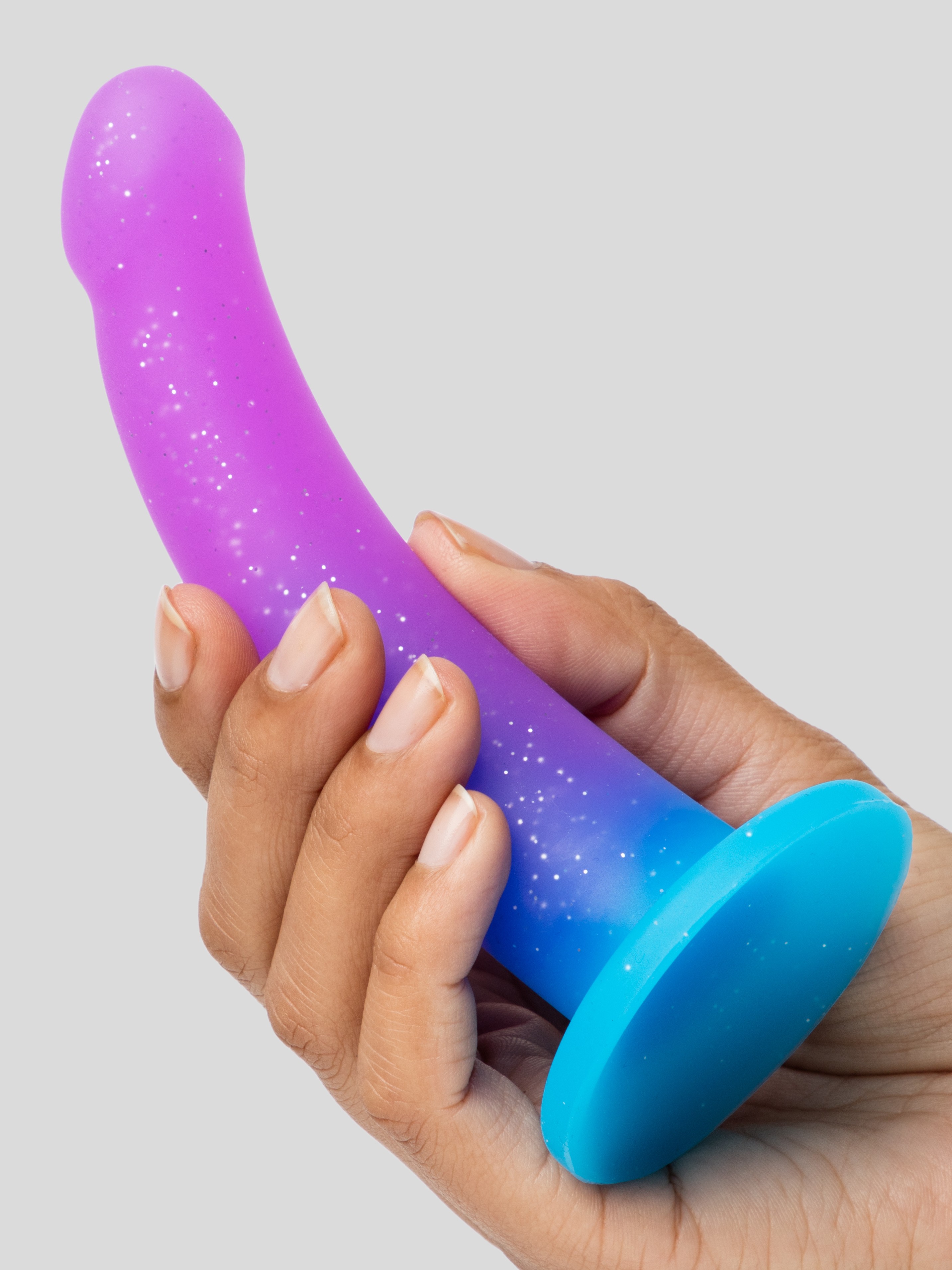 Lovehoney Glitter Silicone Dildo 6 Inch , Purple, hi-res