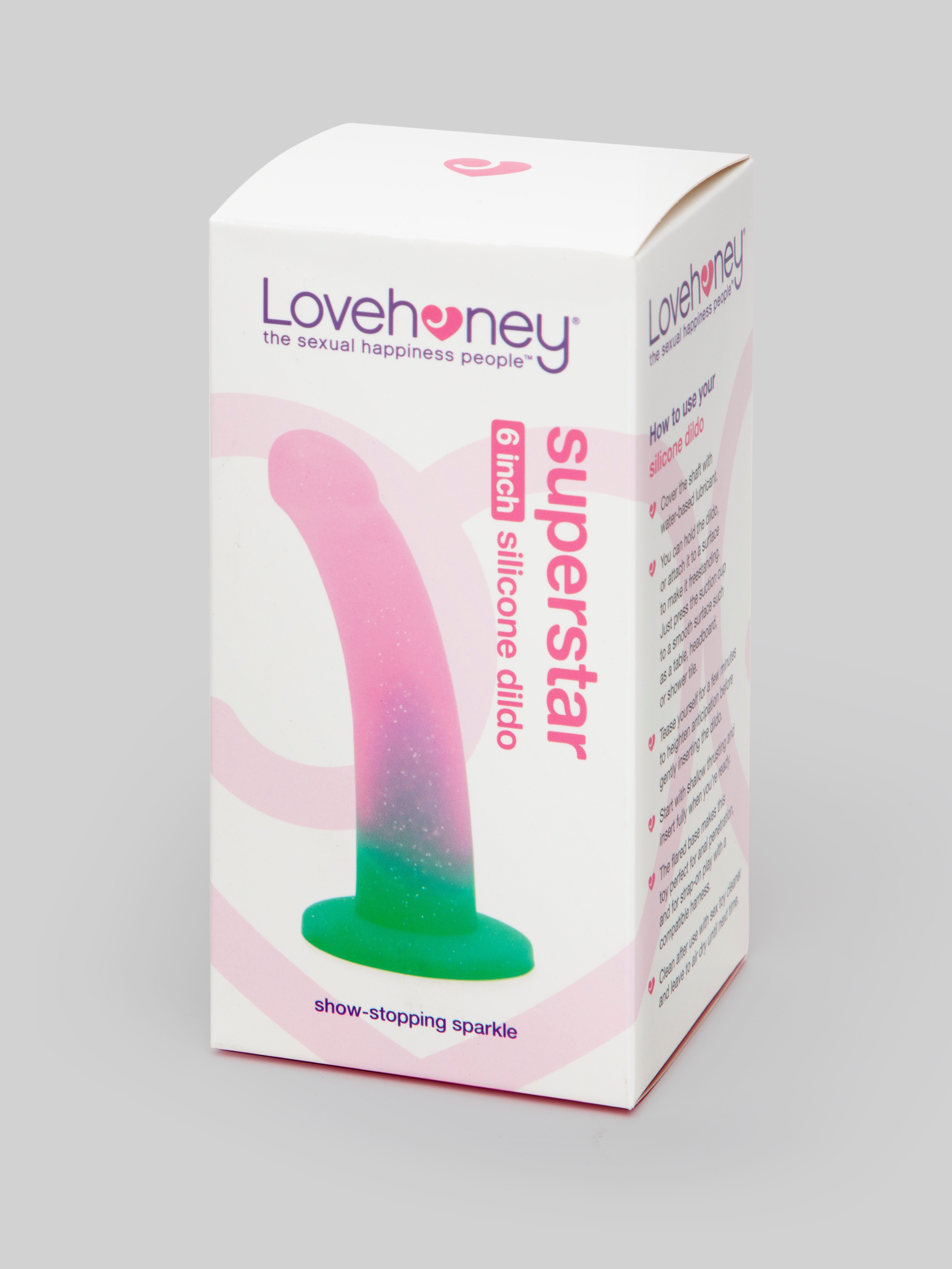 Lovehoney Glitter Silicone Dildo 6 Inch , Pink, hi-res