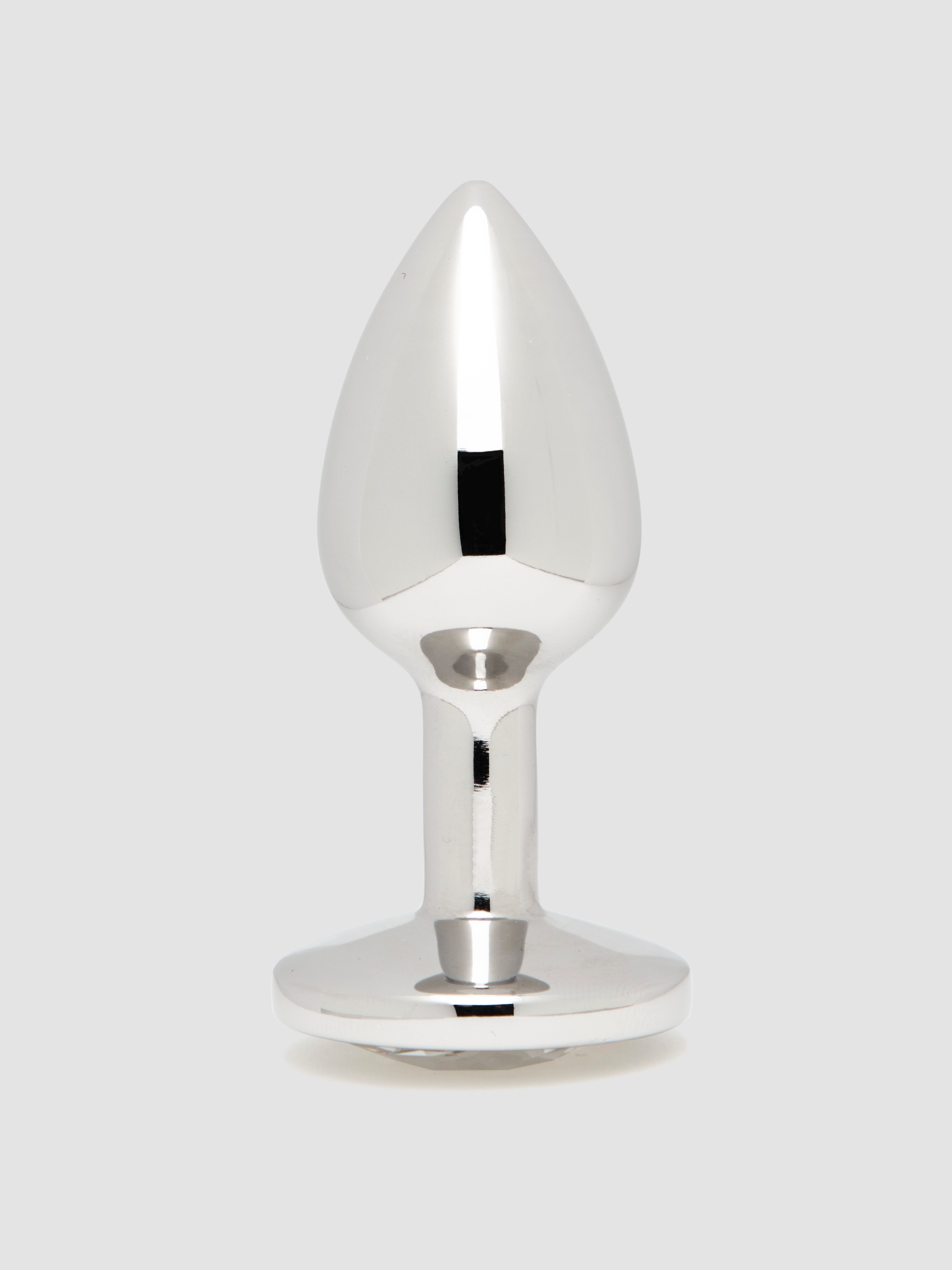 Lovehoney Luxury Crystal Stainless Steel Silver Butt Plug 2.5 Inch, Silver, hi-res