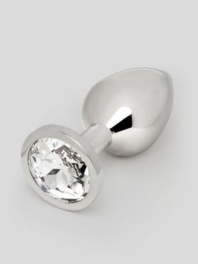 Lovehoney silberner Edelstahl-Analplug mit Kristall 7,5 cm