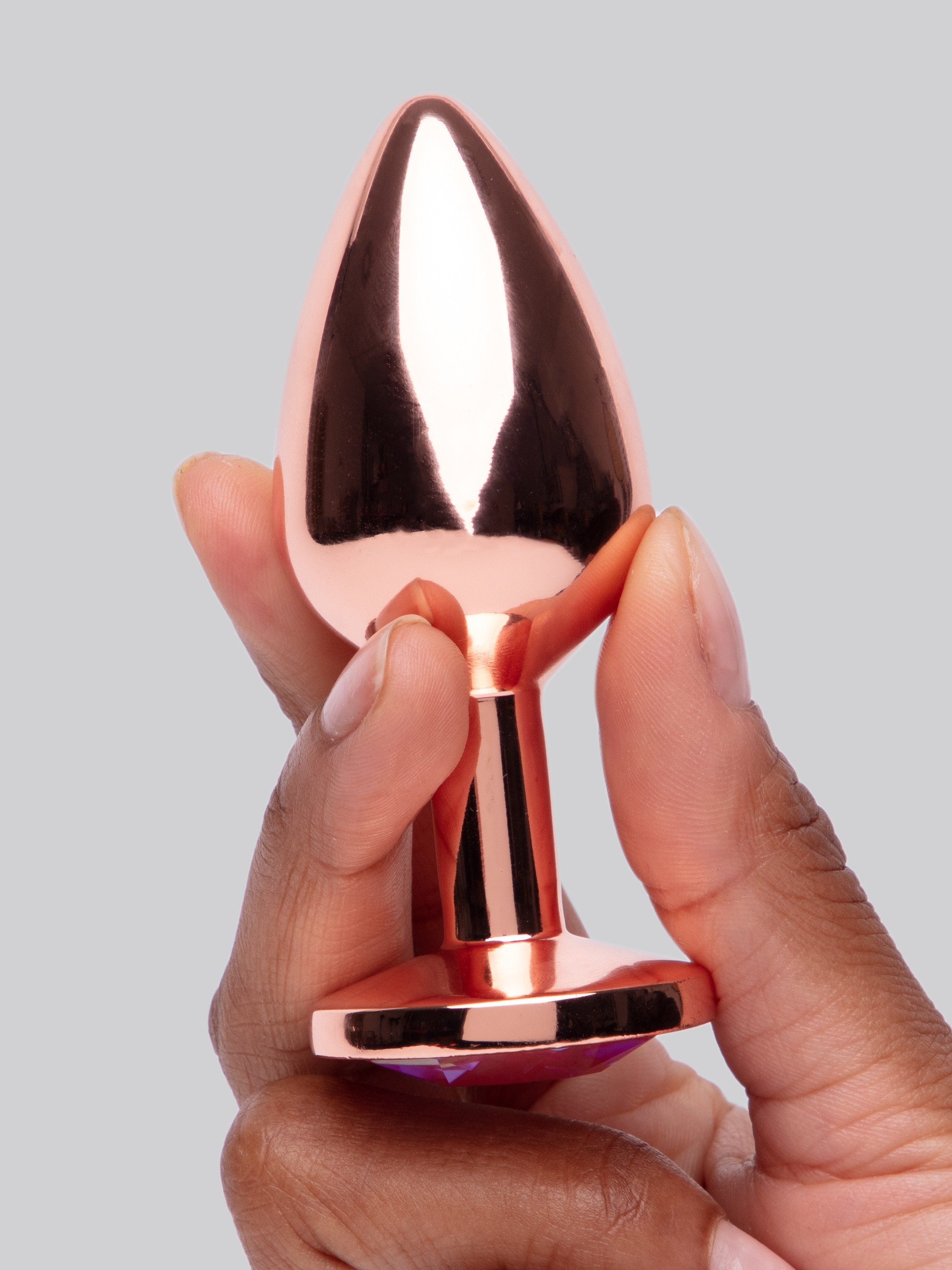 Lovehoney Luxury Crystal Stainless Steel Rose Gold Butt Plug 3 Inch, Gold, hi-res