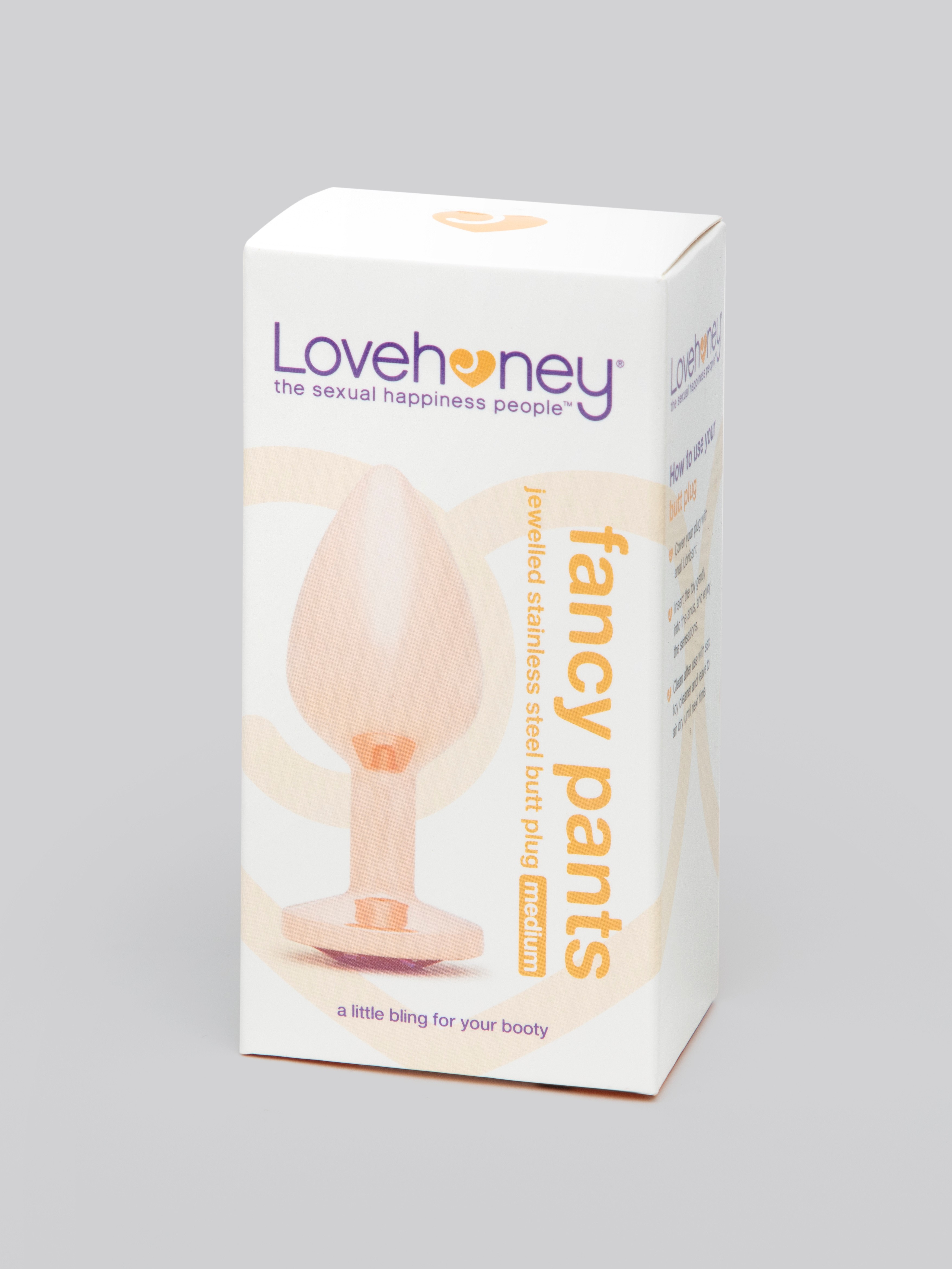 Lovehoney Luxury Crystal Stainless Steel Rose Gold Butt Plug 3 Inch, Gold, hi-res