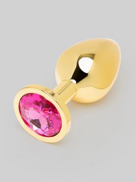 Plug anal métal base cristal 8 cm rose doré, Lovehoney 