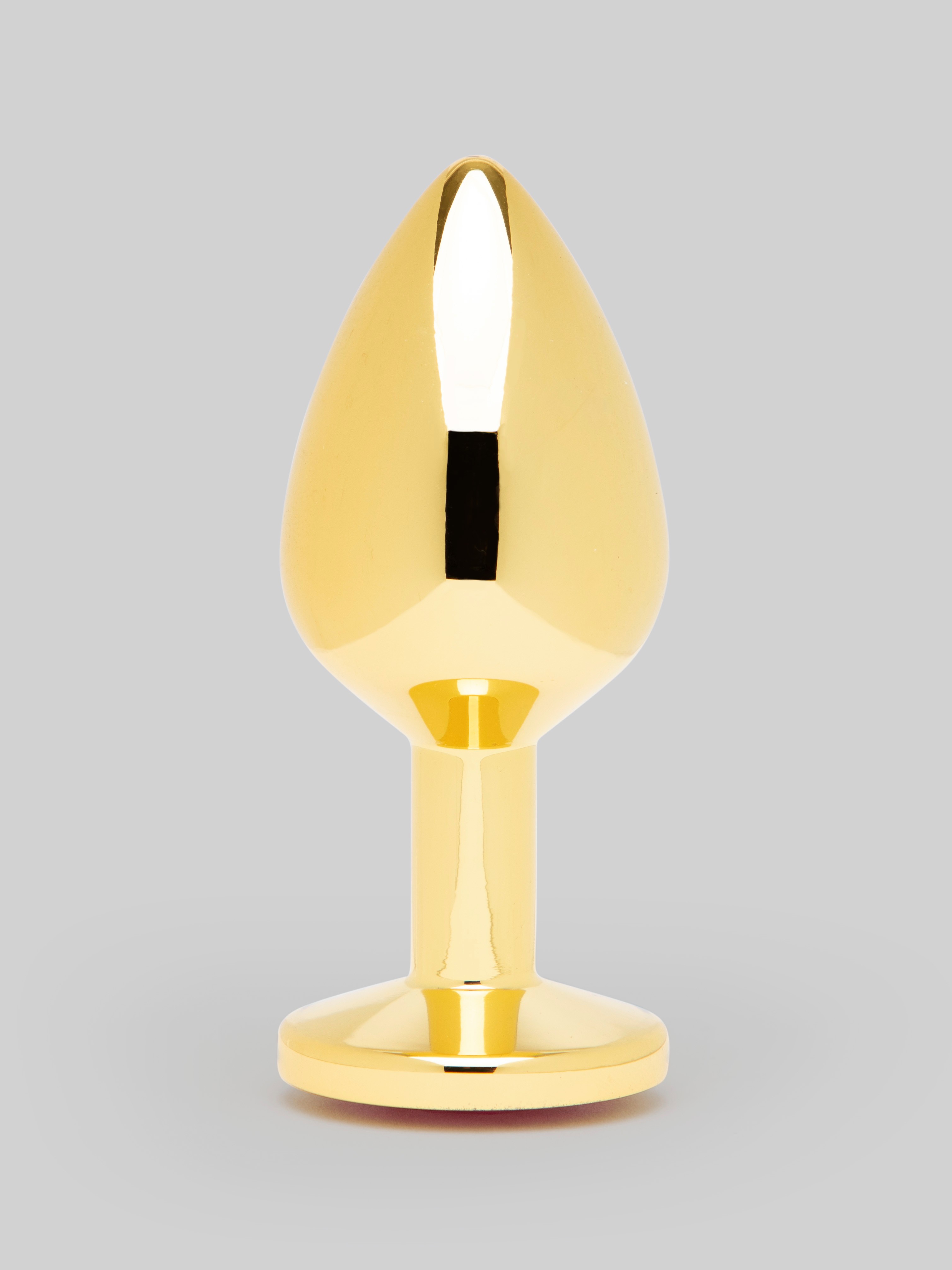 Lovehoney Inner Glow Jeweled Aluminum Butt Plug 3 Inch, Gold, hi-res