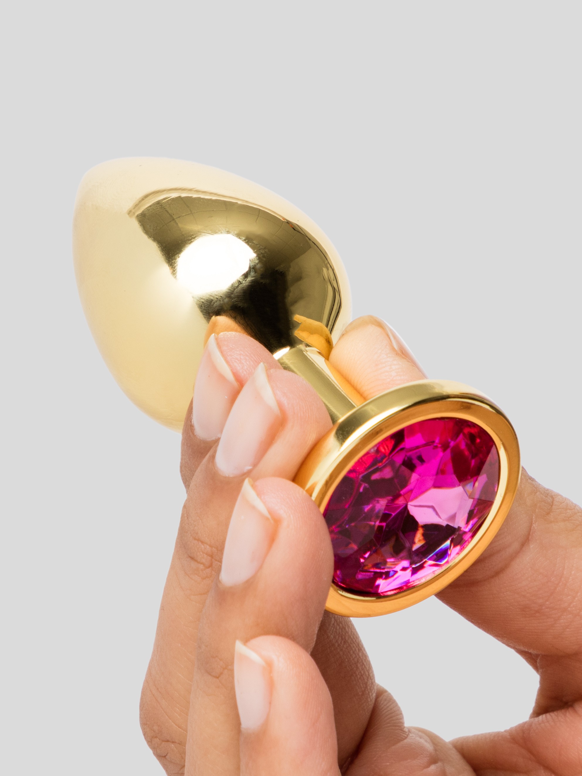 Lovehoney Inner Glow Jeweled Aluminum Butt Plug 3 Inch, Gold, hi-res