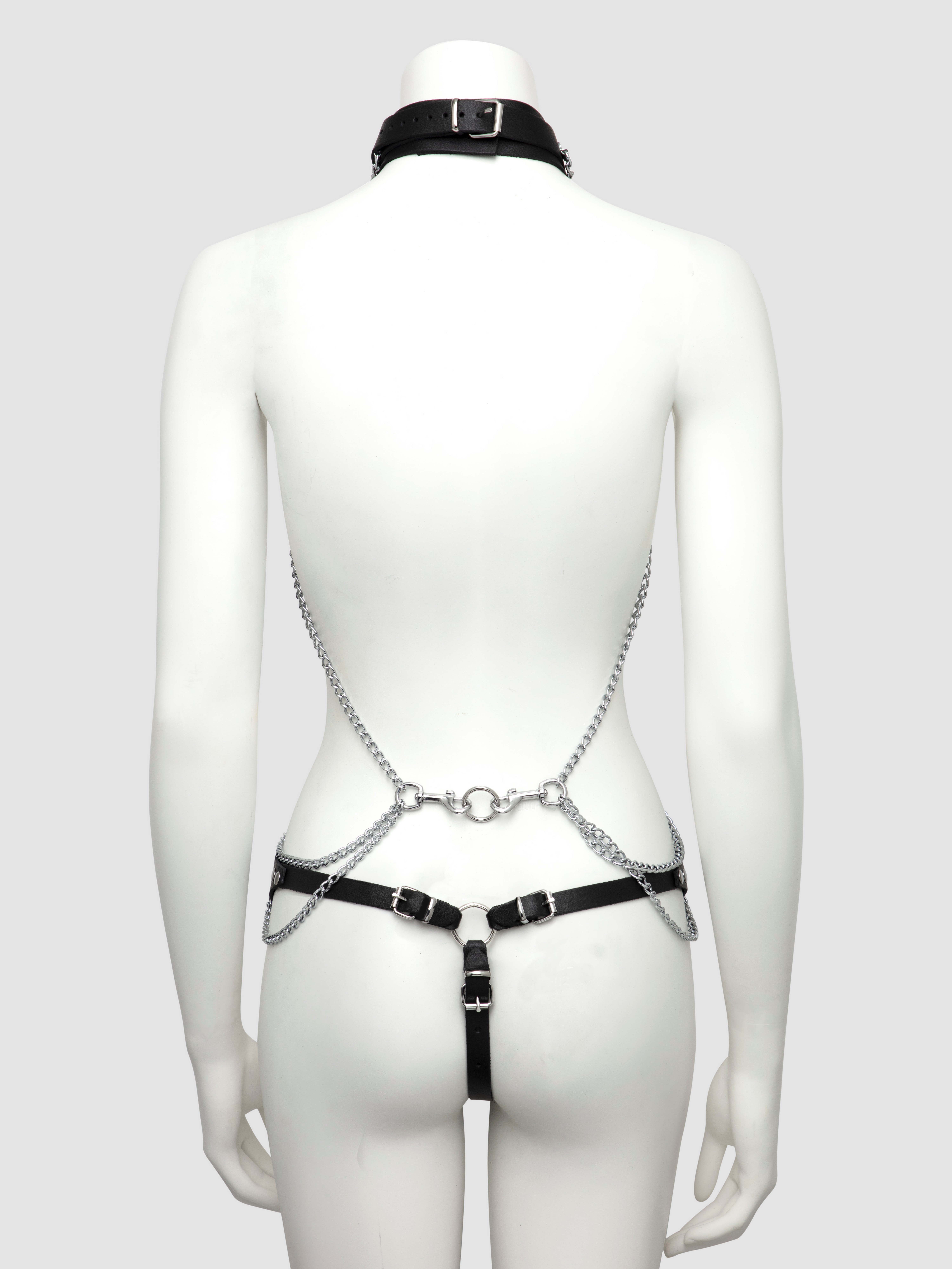 DOMINIX Deluxe Leather and Chain Harness, Black, hi-res