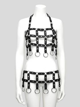 DOMINIX Deluxe Leather Caged Bra and Belt