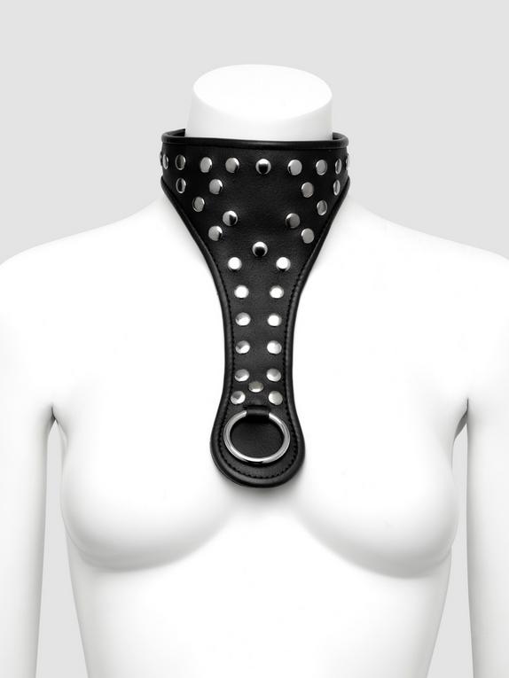DOMINIX Deluxe Leather Studded Collar, Black, hi-res