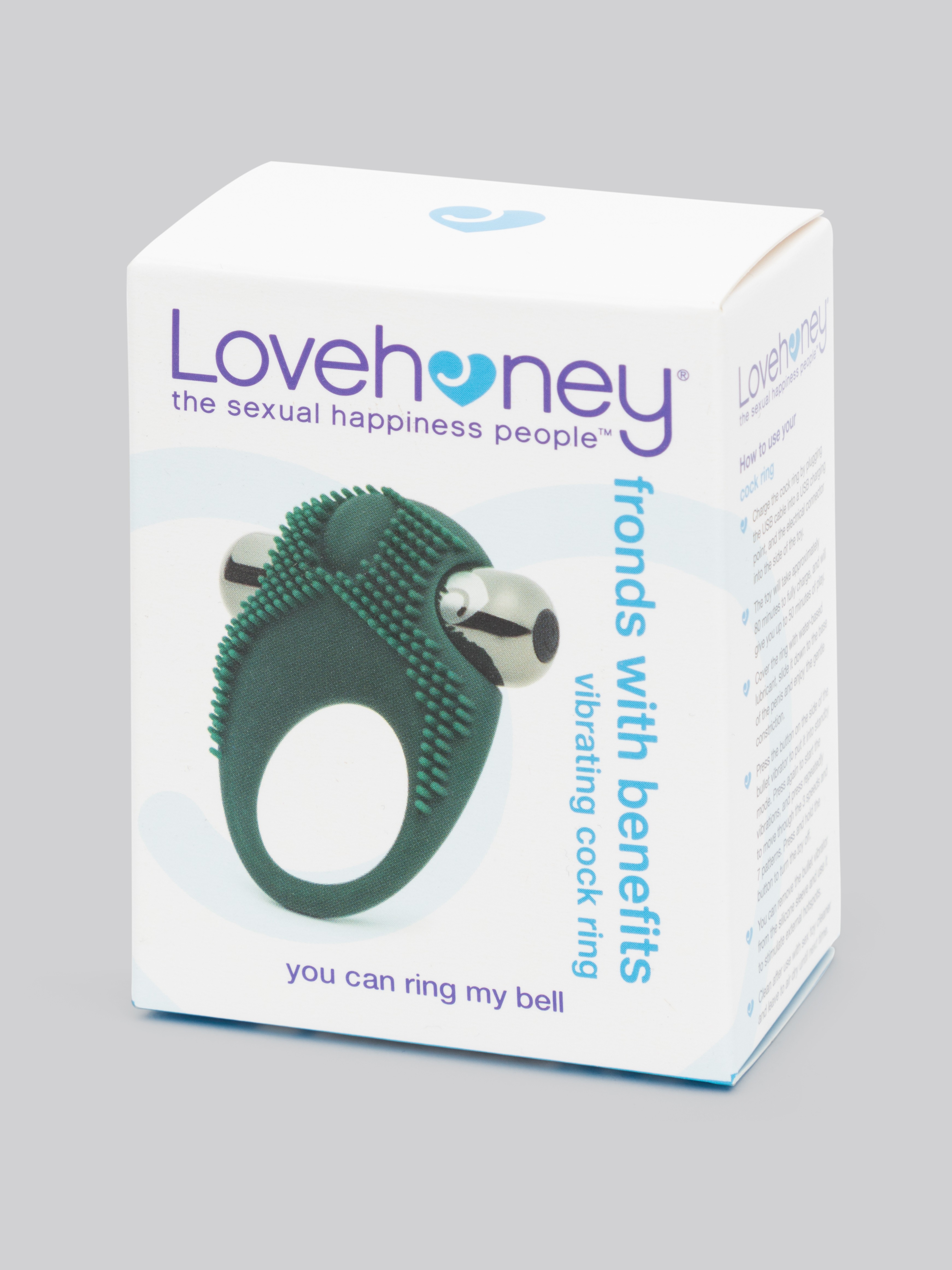 Lovehoney Fronds with Benefits Rechargeable Textured Vibrating Cock Ring, Green, hi-res