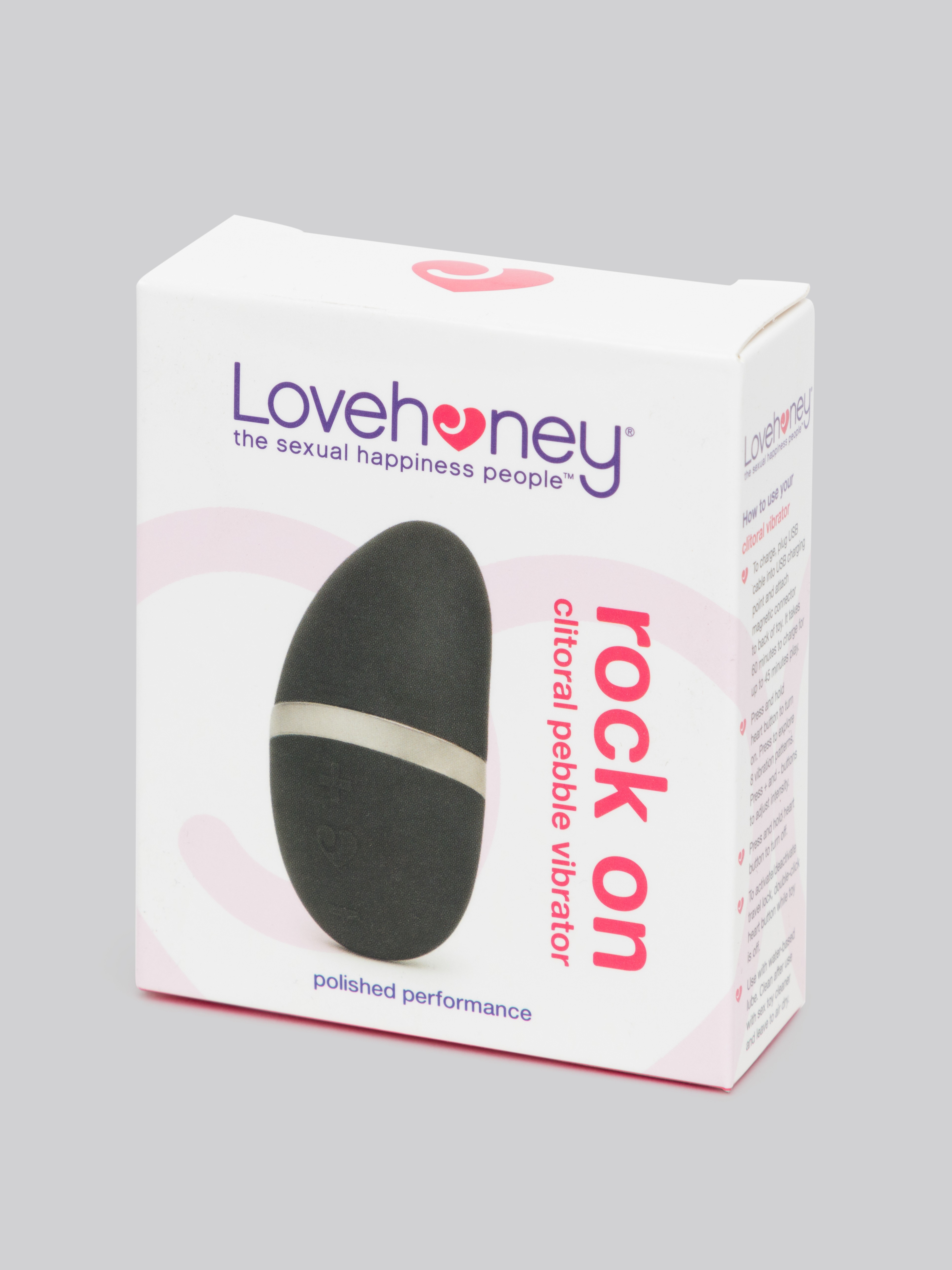 Lovehoney Rock On Rechargeable Silicone Clitoral Pebble Vibrator, Black, hi-res