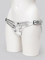 DOMINIX Deluxe Leather Strap-On Harness, Silver, hi-res