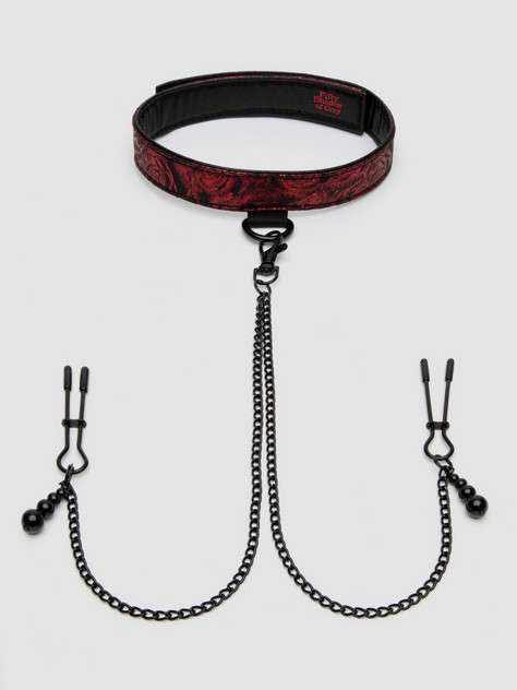 Fifty Shades of Grey Sweet Anticipation Reversible Collar Nipple Clamps, Black, hi-res