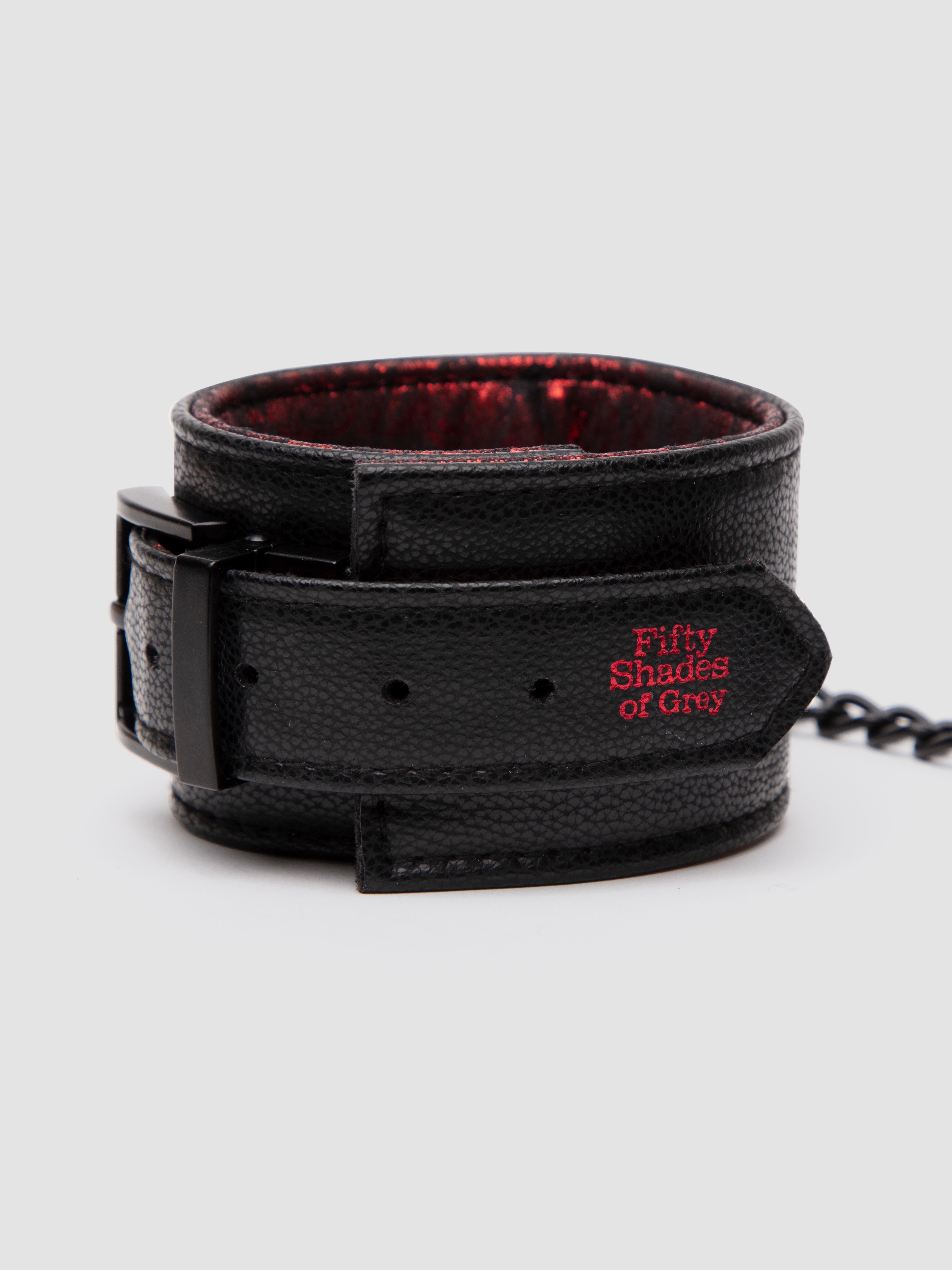 Fifty Shades of Grey Sweet Anticipation Reversible Faux Leather Wrist Cuffs, Black, hi-res