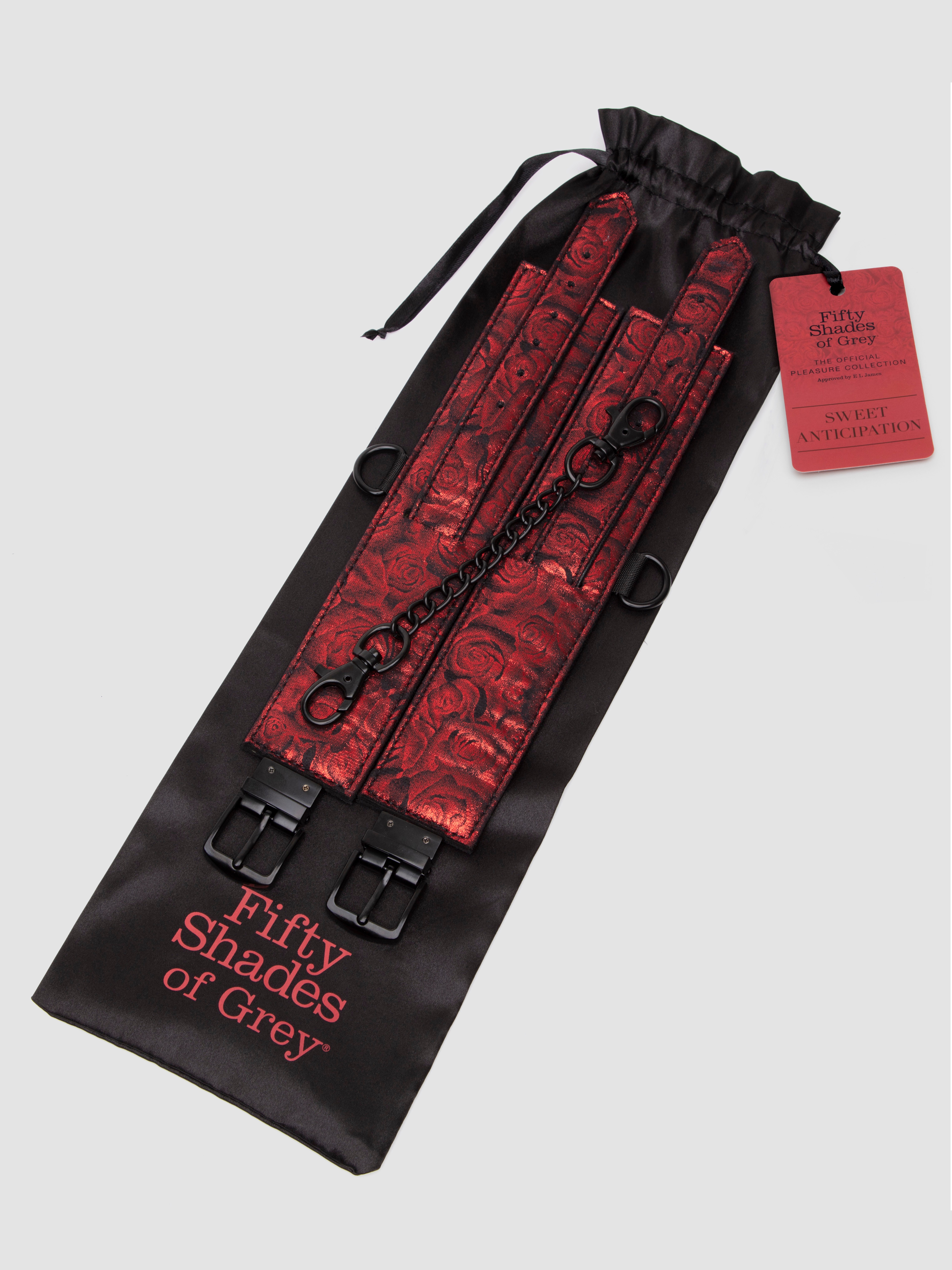 Fifty Shades of Grey Sweet Anticipation Reversible Faux Leather Wrist Cuffs, Black, hi-res