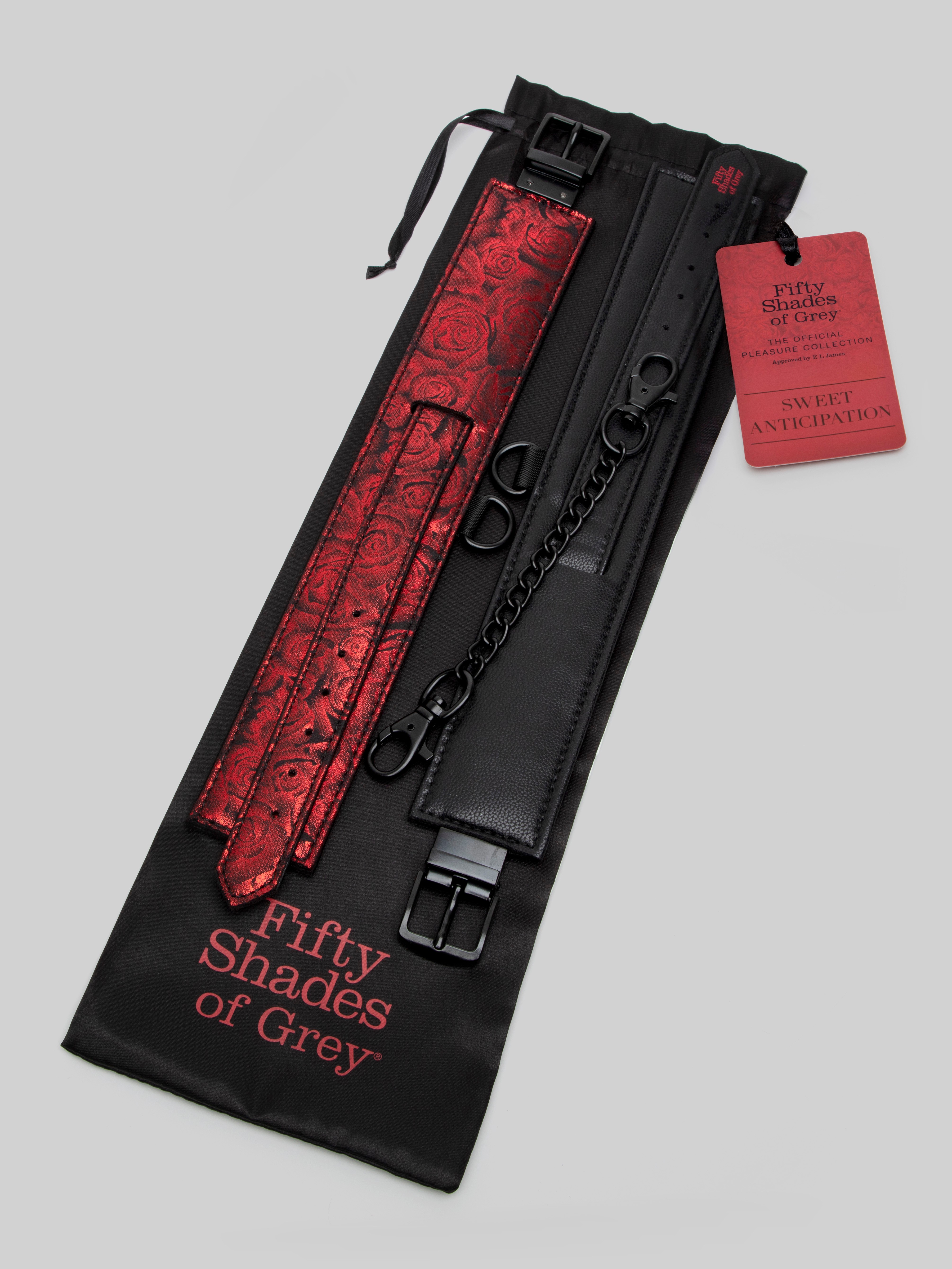 Fifty Shades of Grey Sweet Anticipation Reversible Faux Leather Ankle Cuffs, Black, hi-res