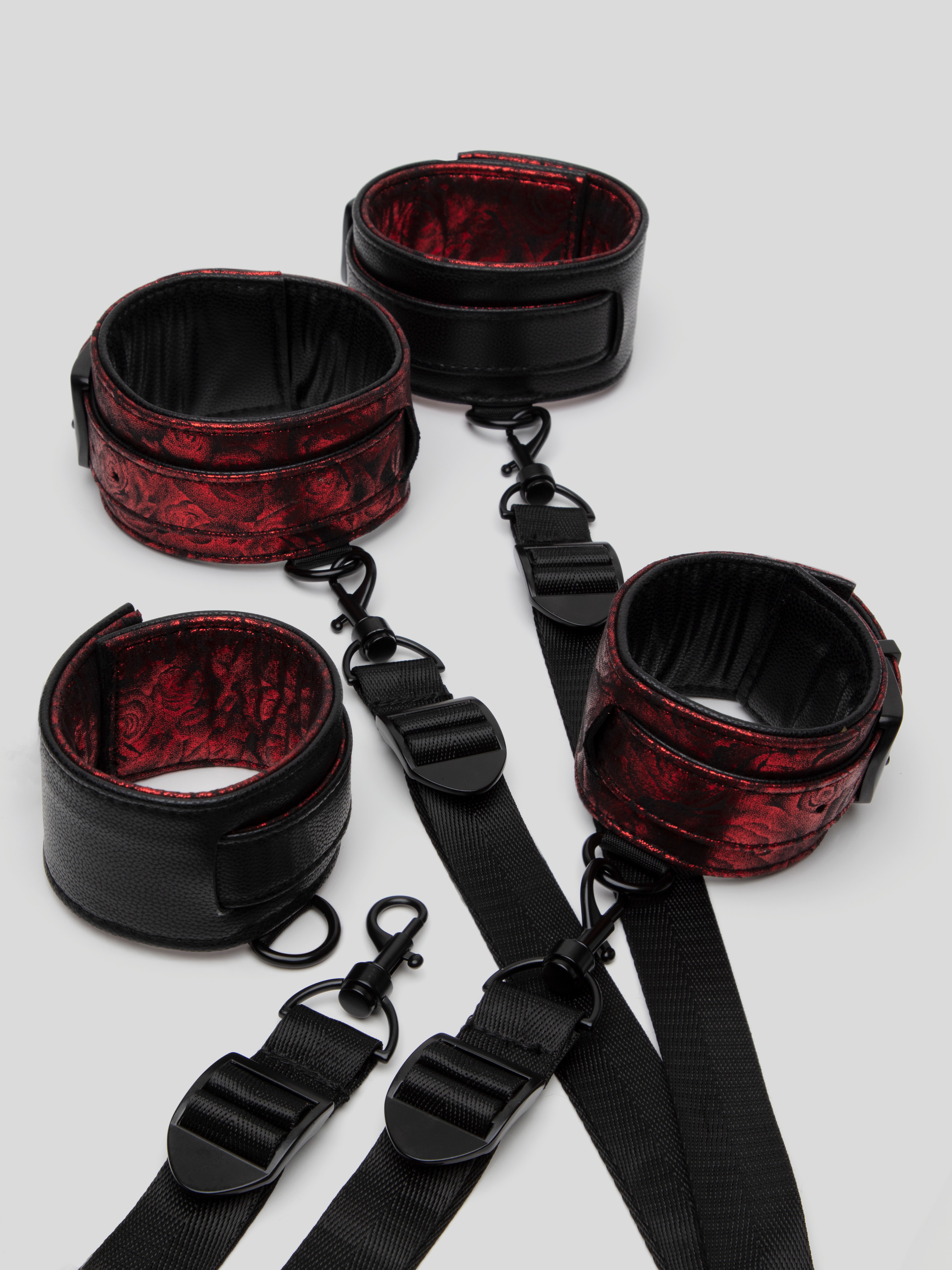 Fifty Shades of Grey Sweet Anticipation Reversible Under Mattress Restraint Set , Black, hi-res